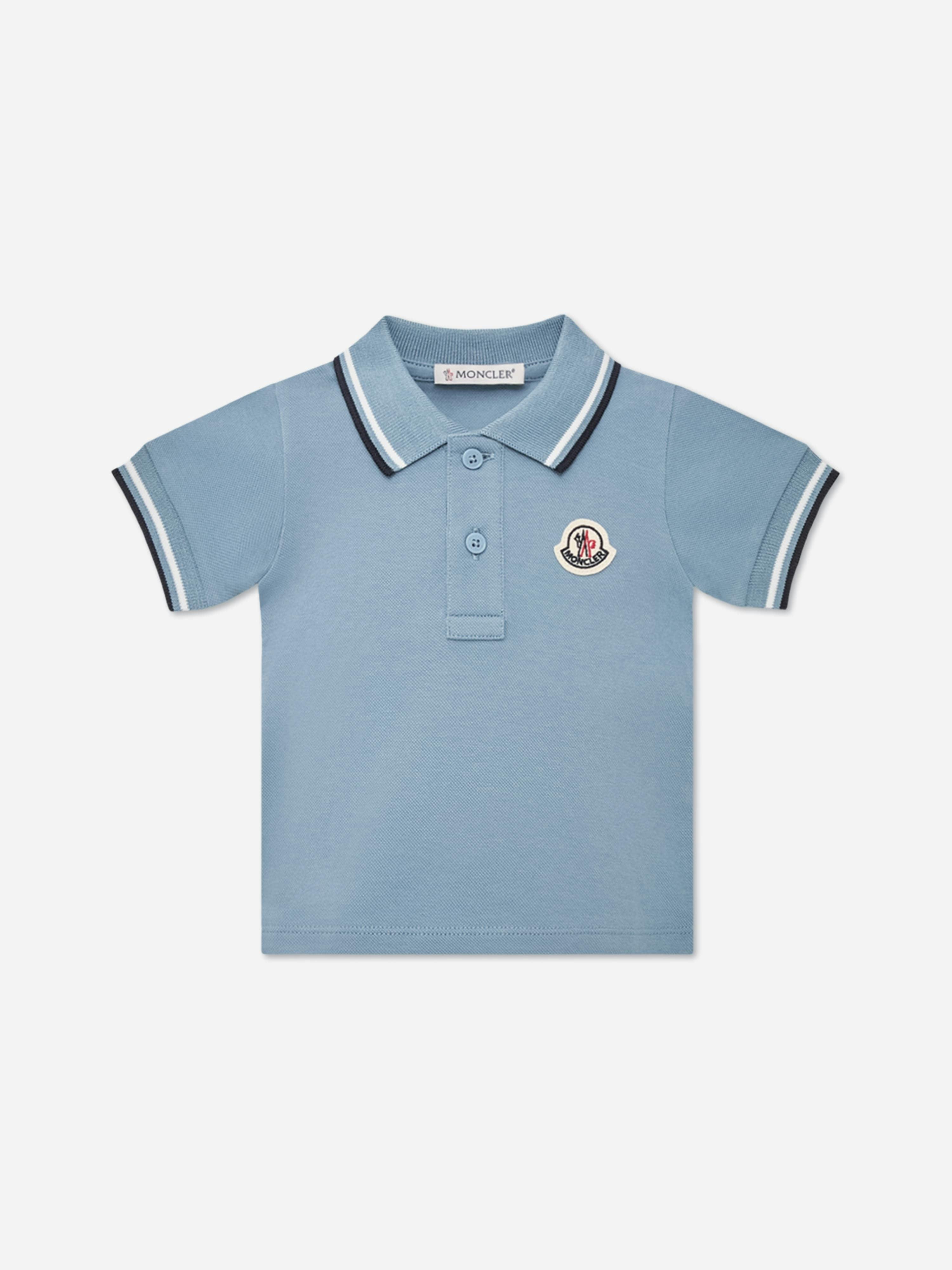 Moncler Enfant Men's Blue Baby Boys Logo Piqué Polo Shirt In - 3 Yrs