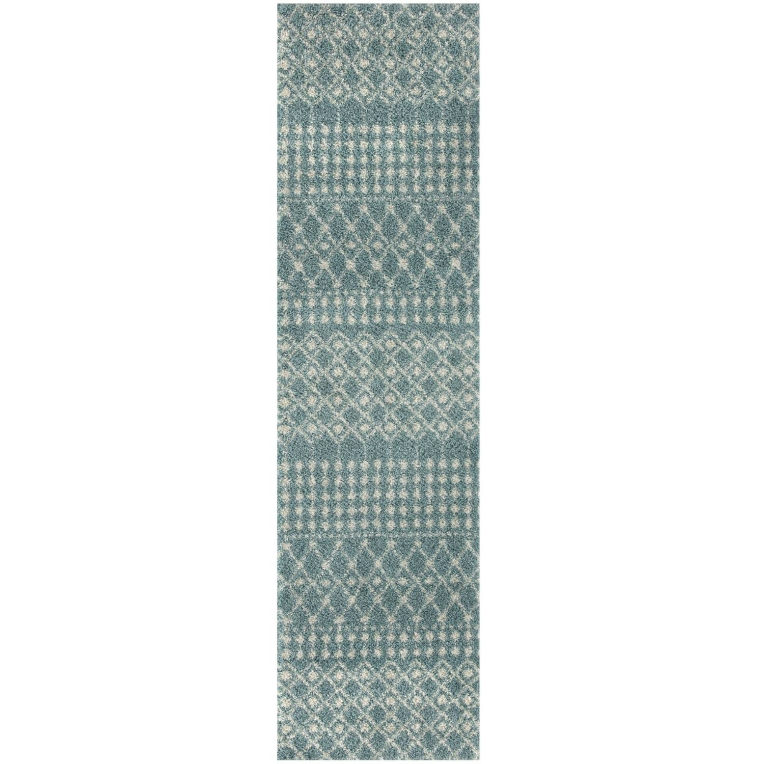 The Rugs Blue Moroccan Duck Egg Shaggy Rug | 1050 - 80X300 Cm