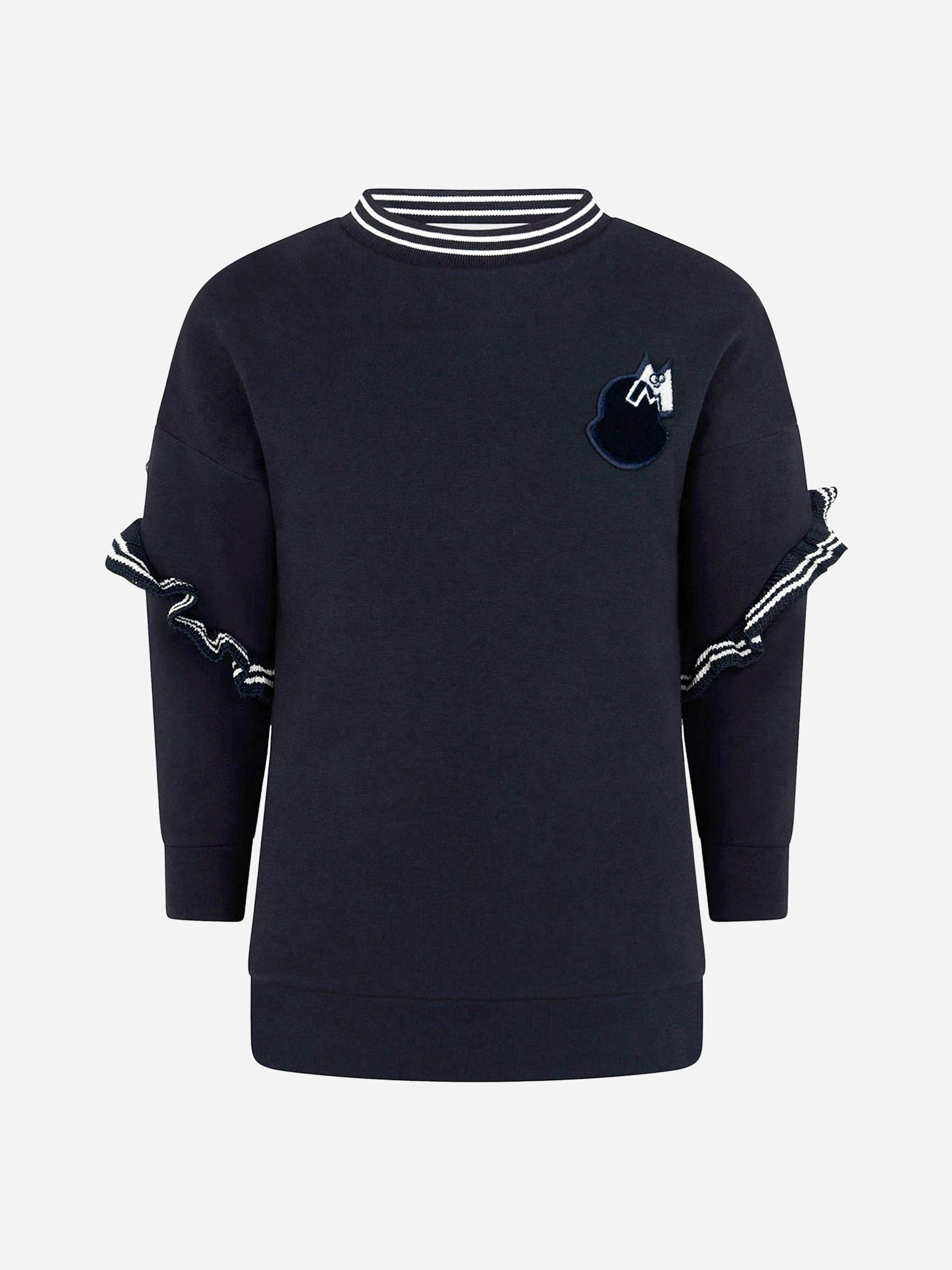 Moncler Enfant Girls Blue Moncler Navy Cotton Sweater - 12 Yrs