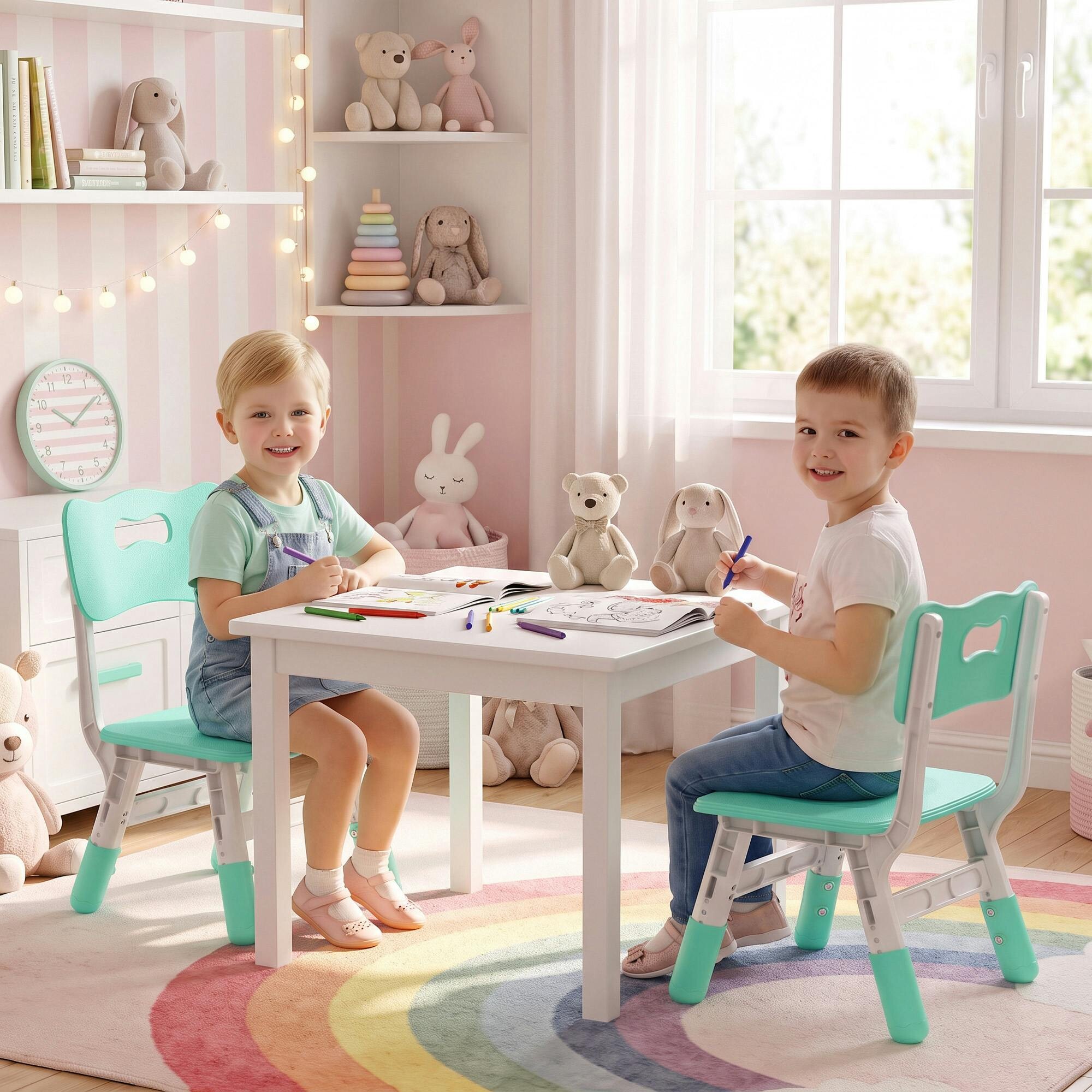 Rackhams Green Kids Desk Chair Height Adjustable Lightweight