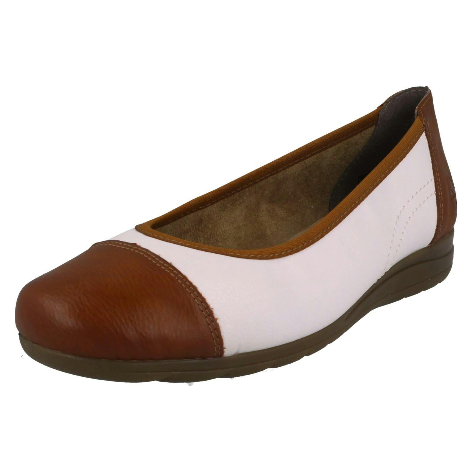Rieker Women's White Slip On Ballet Pumps L9351 - Combination - Uk 7.5