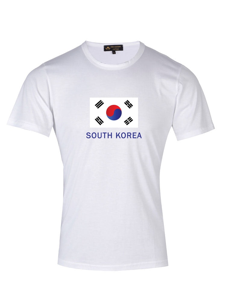 The Cotton London White Country Flag Graphic Tee - South Korea - L