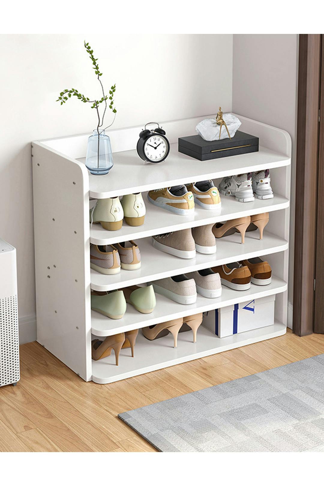 Living And Home White 5-Tier Shoe Rack Wooden Shoe Cabinet For Entryway - One Size