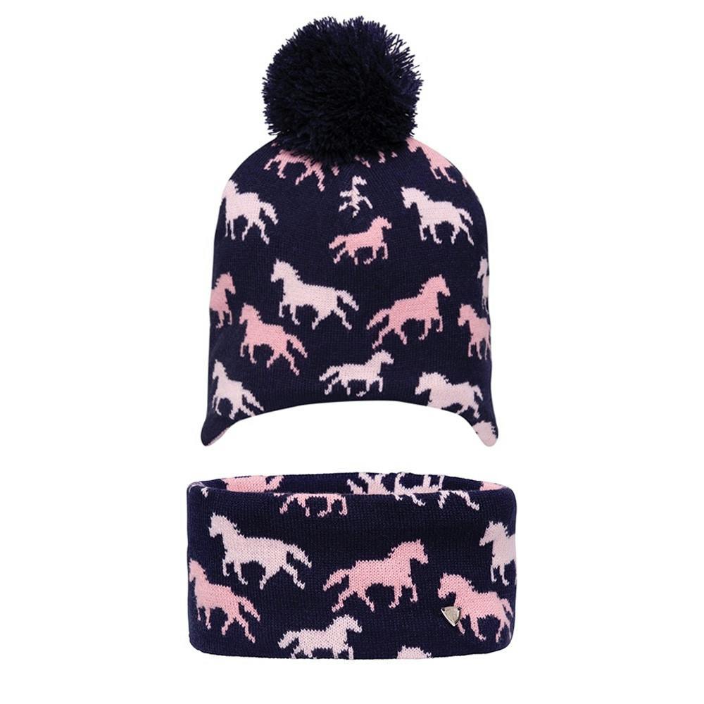 Hyfashion Kids Flaine Horse Hat & Headband Set - Navy - One Size - Navy