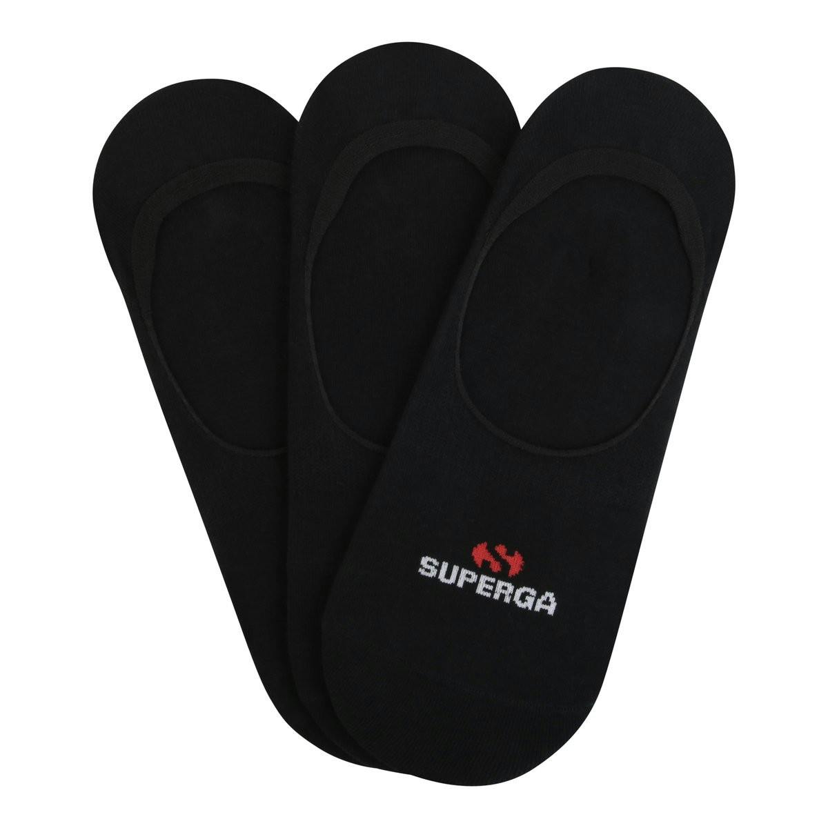 Superga Women's Black / No Show Socks (Pack Of 3) - 8 Uk-9.5 Uk - 75% Polyester/20% Cotton/5% Elastane