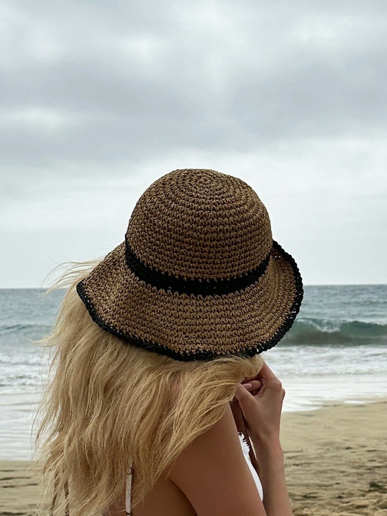 Svnx Beige Straw Summer Bucket Hat With Foldable Brim - One Size