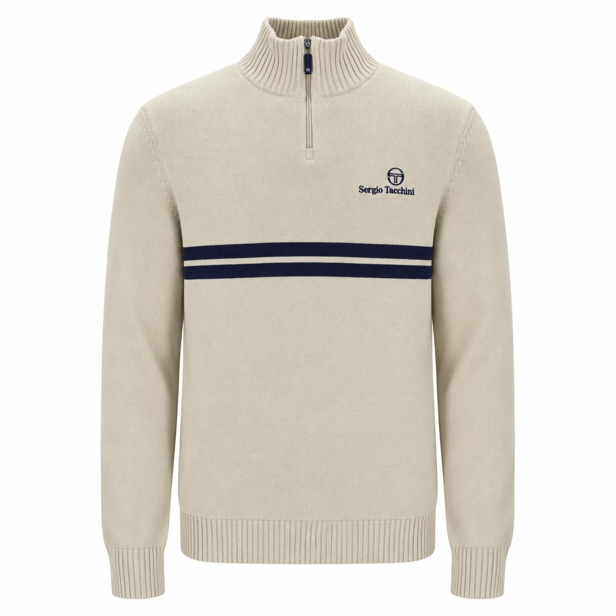 Sergio Tacchini Blue New Dallas 1/4 Zip Knitted Jumper Peyote/Maritime - Xxl