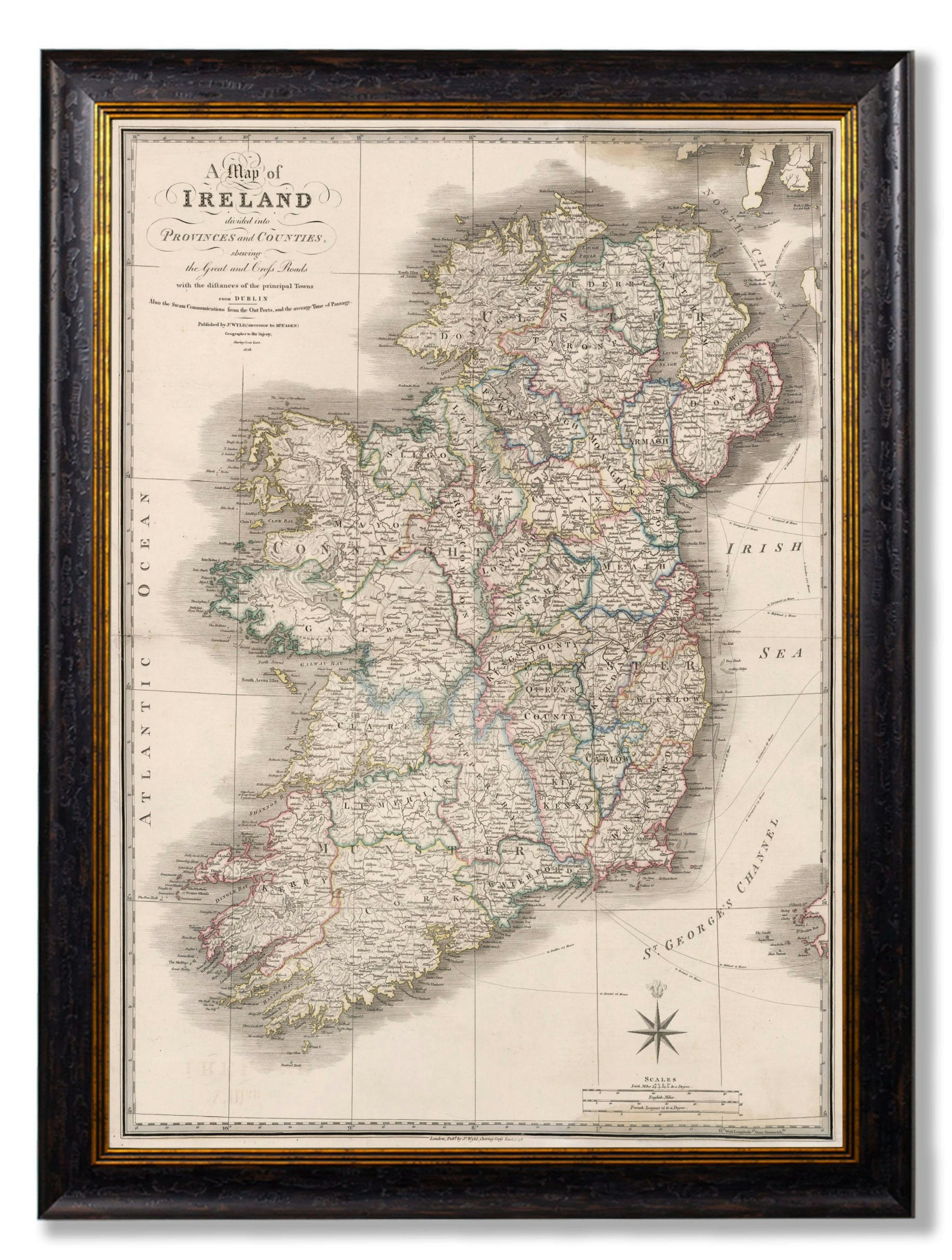 Exceptional Art C.1838 Map Of Ireland - 70 X 95Cm - Oxford