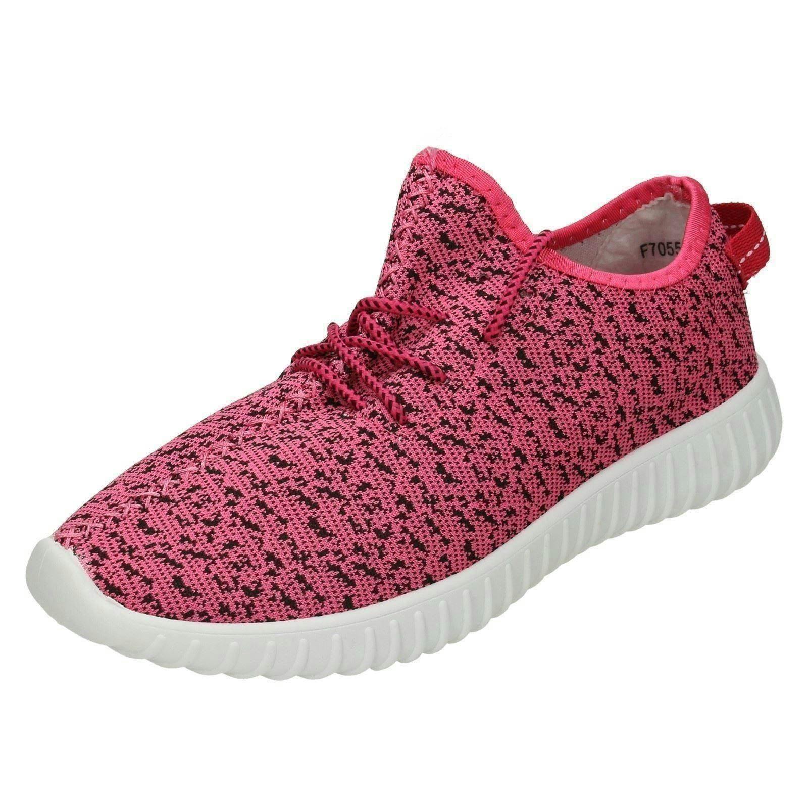 Spot On Women's Fuchsia Casual Lace Up Trainers - Uk 4