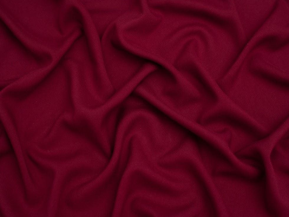 Minerva Core Range Burgundy Minerva Viscose Challis Fabric - Plain Design Dressmaking Fabric, 140 Cm / 56" Wide - Per Metre