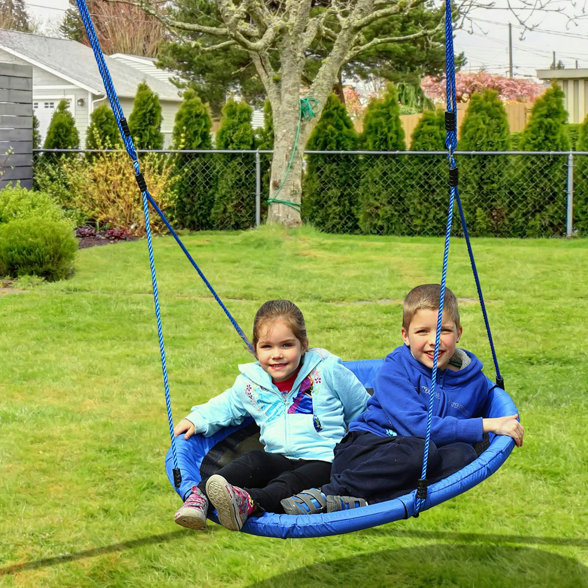 Homcom Round Swing Kids Game Spin Rope Playground Steel Φ100cm Playroom