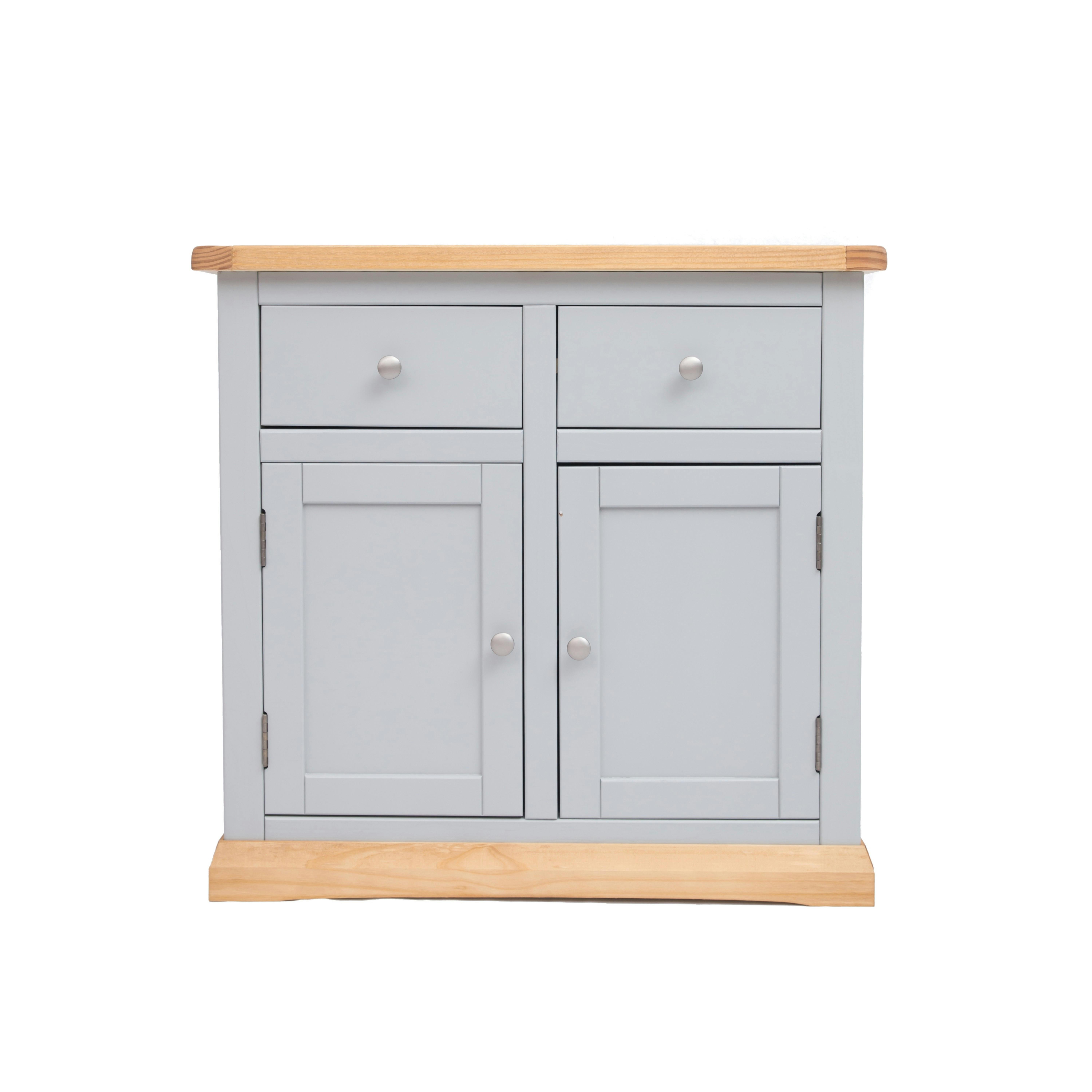 Rackhams Light/Grey Bomporto 2 Drawer 2 Door Sideboard Chrome Knob