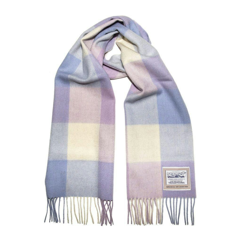 Heritage Traditions Lilac/Pink Pure Wool Check Scarf