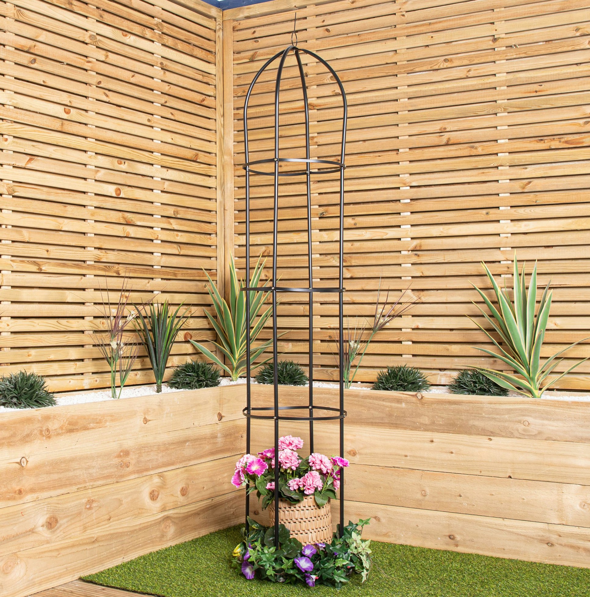 Rackhams 1.9M Metal Garden Patio Obelisk Trellis For Climbing Plants