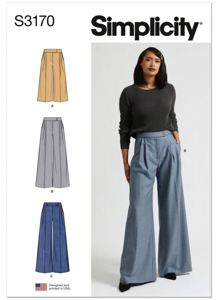 Simplicity Women's Sewing Pattern 3170, Trousers For K5 (8-10-12-14-16) - Intermediate - Y5 (18-20-22-24-26)