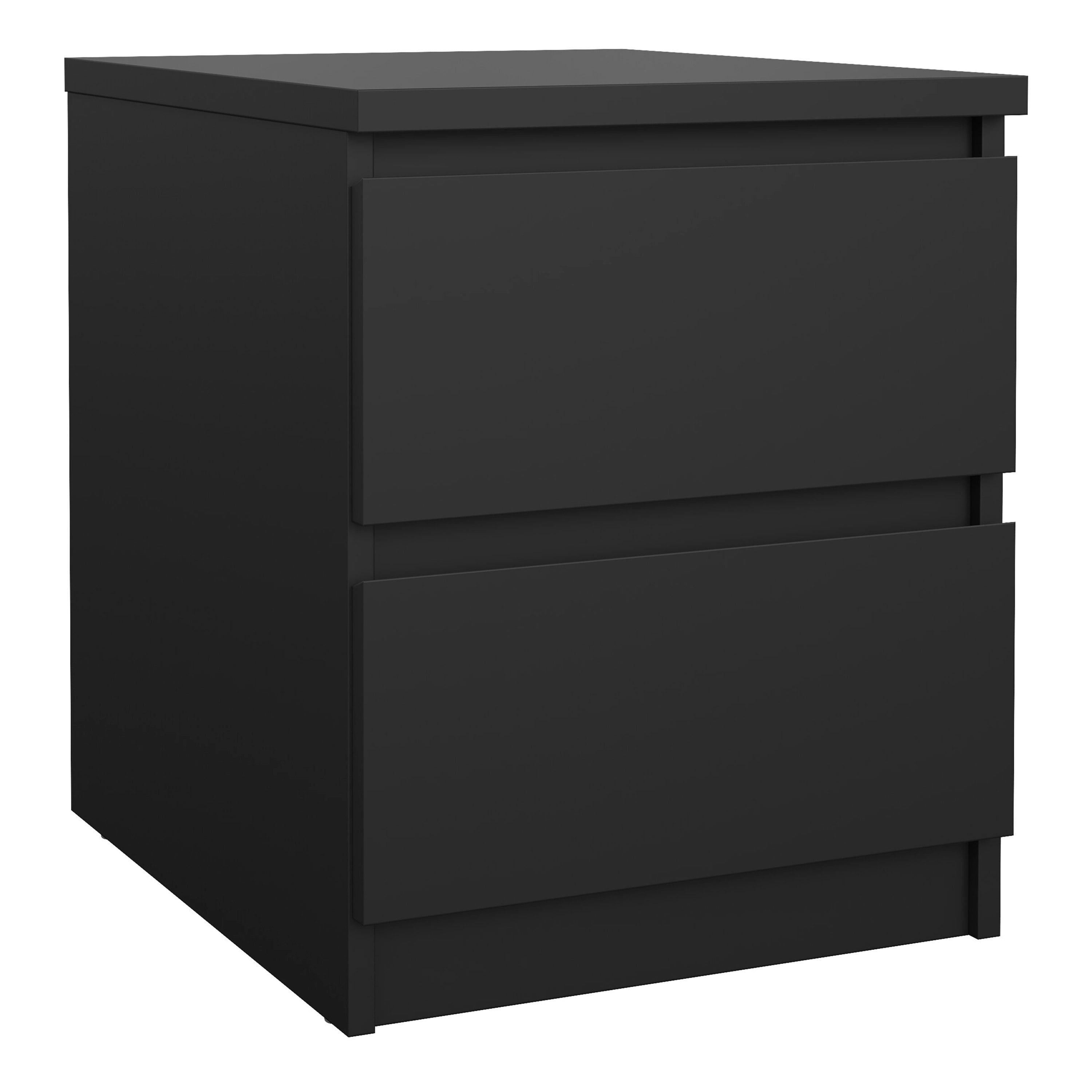 Rackhams Black Naia Bedside 2 Drawers In Matt - Manufactured Wood - 1