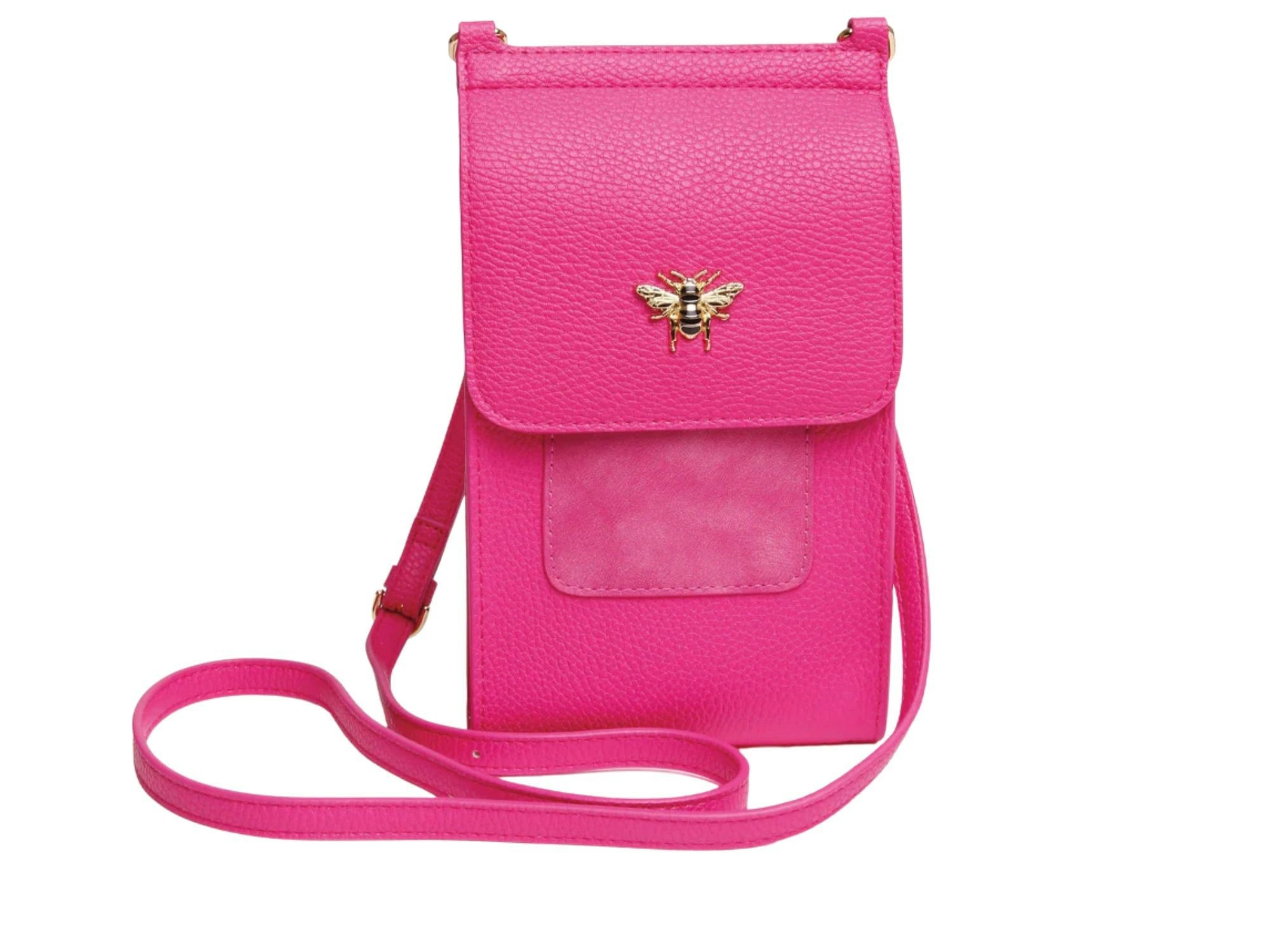 Alice Wheeler Pink Mini Bloomsbury Bee Crossbody Phone Bag - Hot