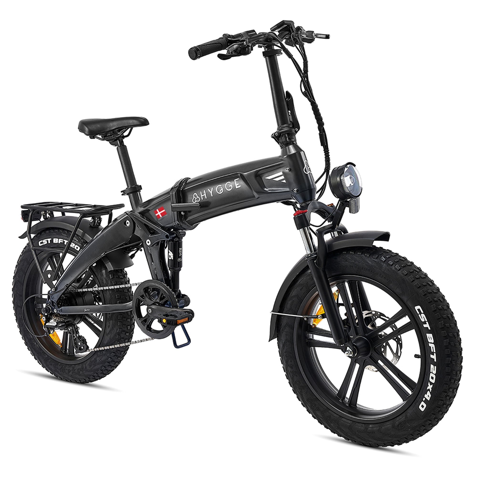 Hygge Bikes Black Sorø 2026 - Folding Fat Tyre E-Bike 48V 14.5Ah - Obsidian - Obsidian - Foldabale & Compact E-Bike - 50