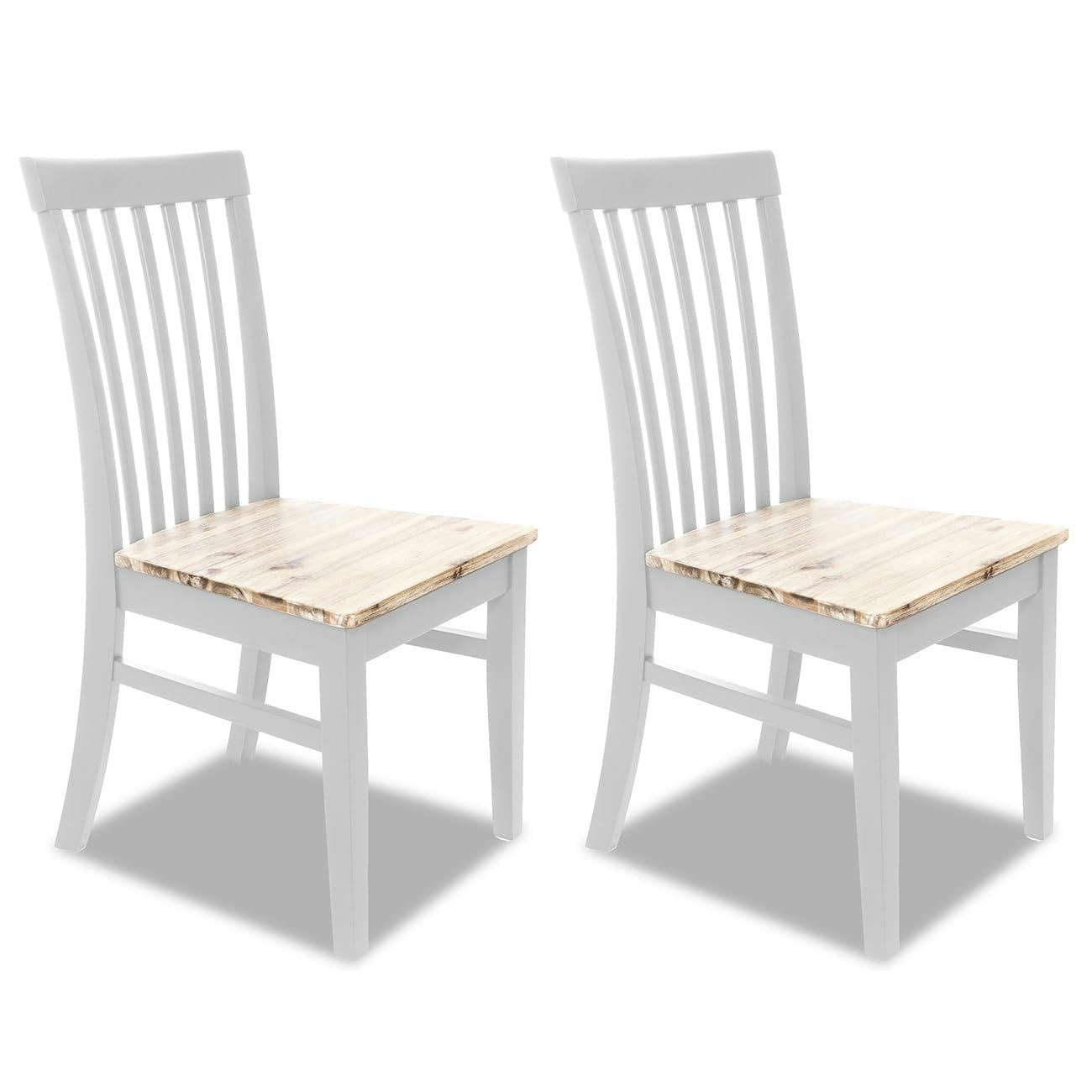 Statement Furniture White Florence Highback Wooden Seat Dining Chairs Set Of 2
