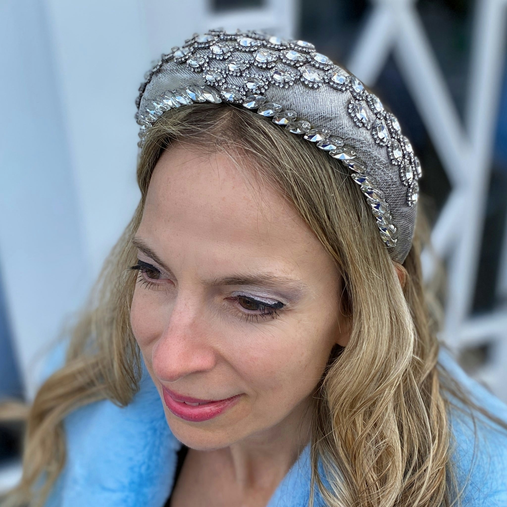 Queenmee Accessories Silver Headpiece Wedding Headpiece Headband Races Headband Crystal