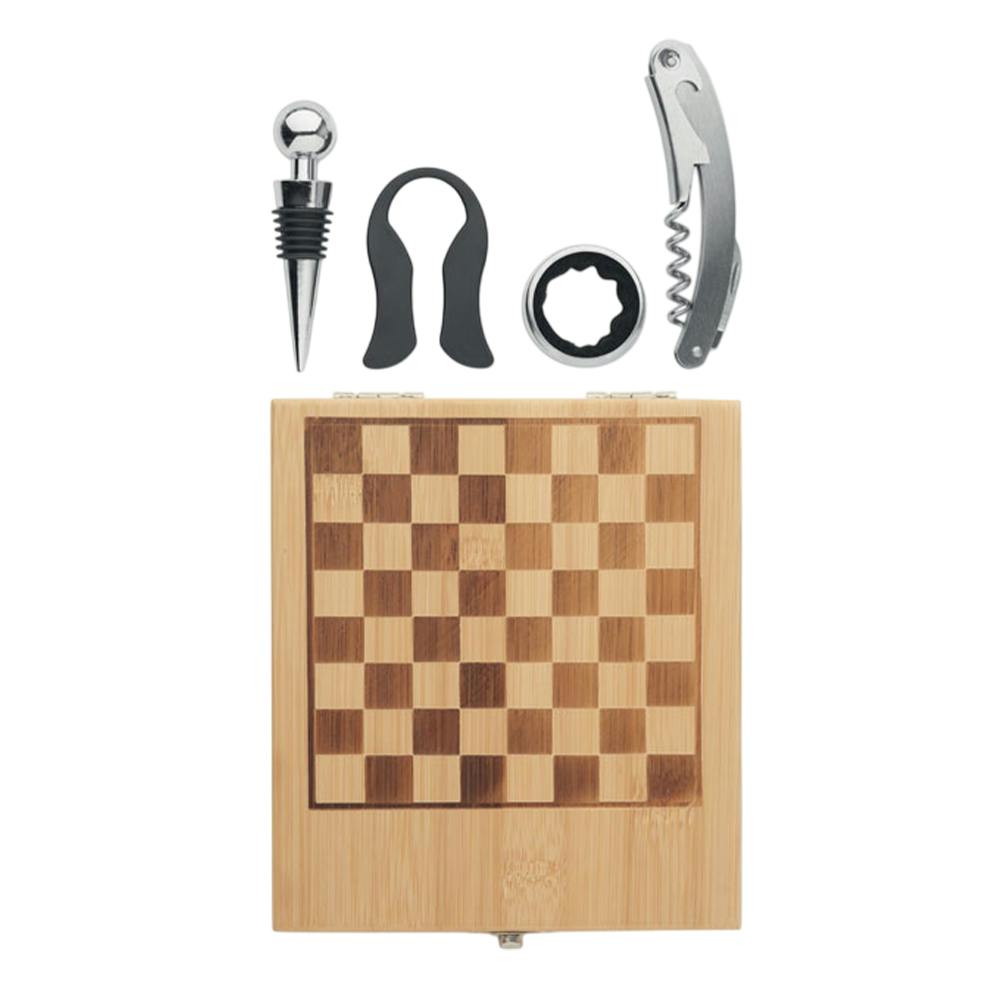 Midocean Chesset Bamboo Chess Board & Wine Set - Wood - One Size