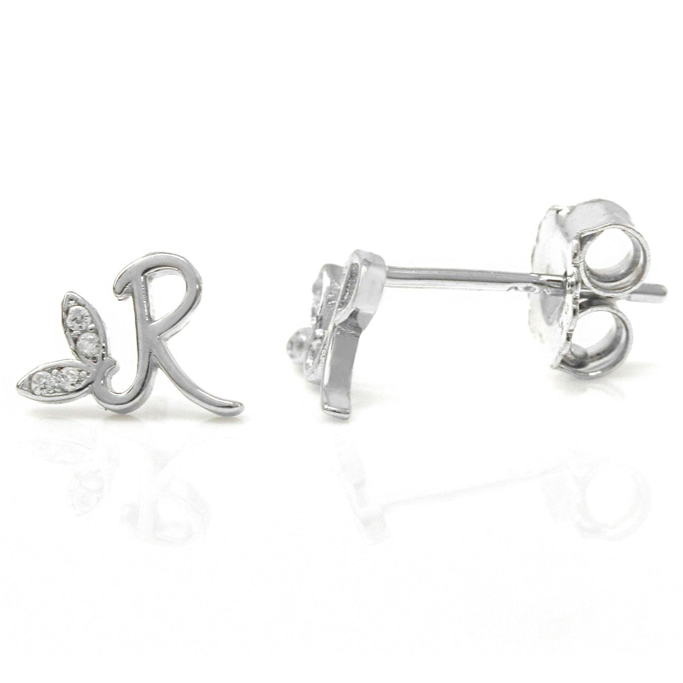 Say It With Silver Winged Initial Earrings - Sterling - R