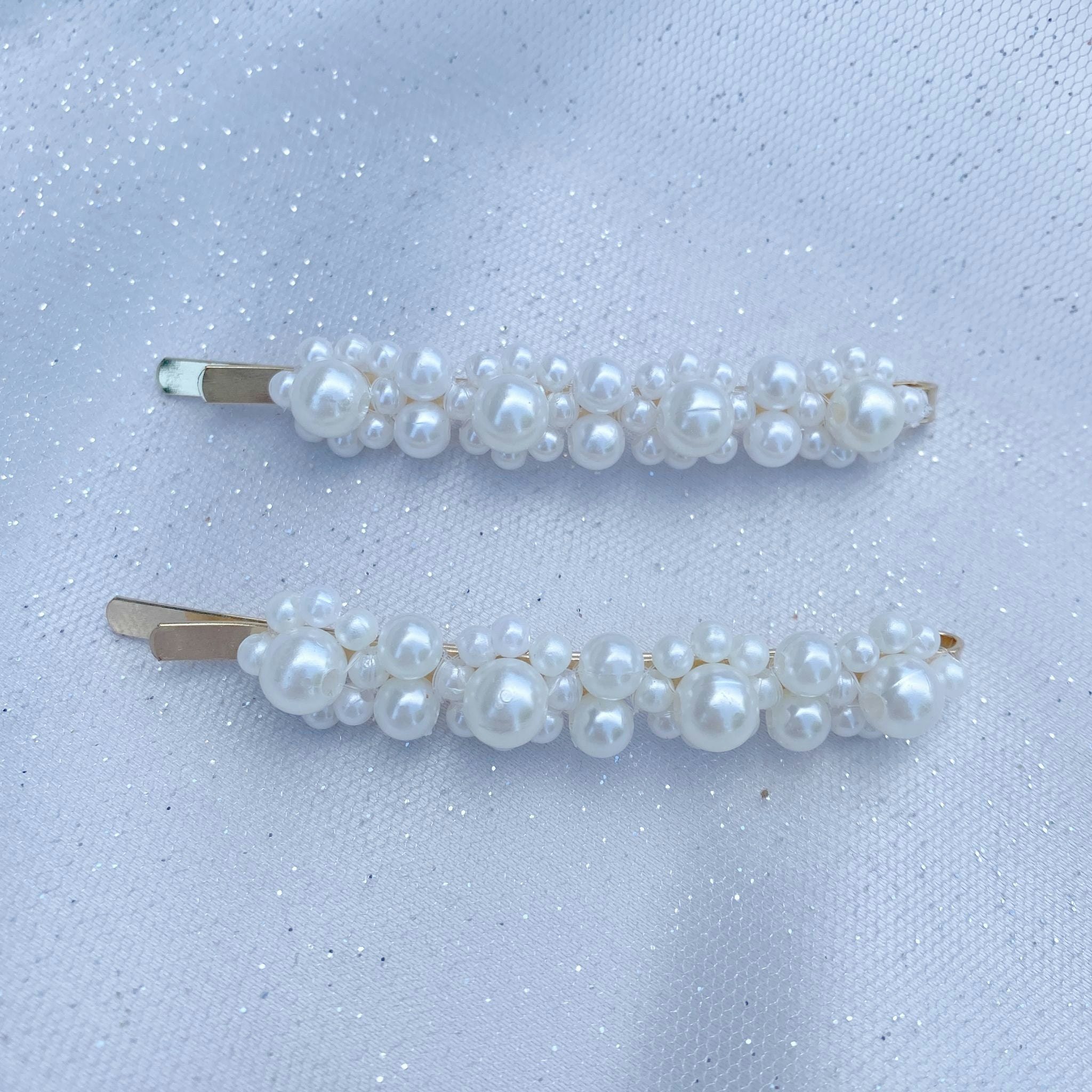 Queenmee Accessories Gold Pearl Hair Grips Set Of 2