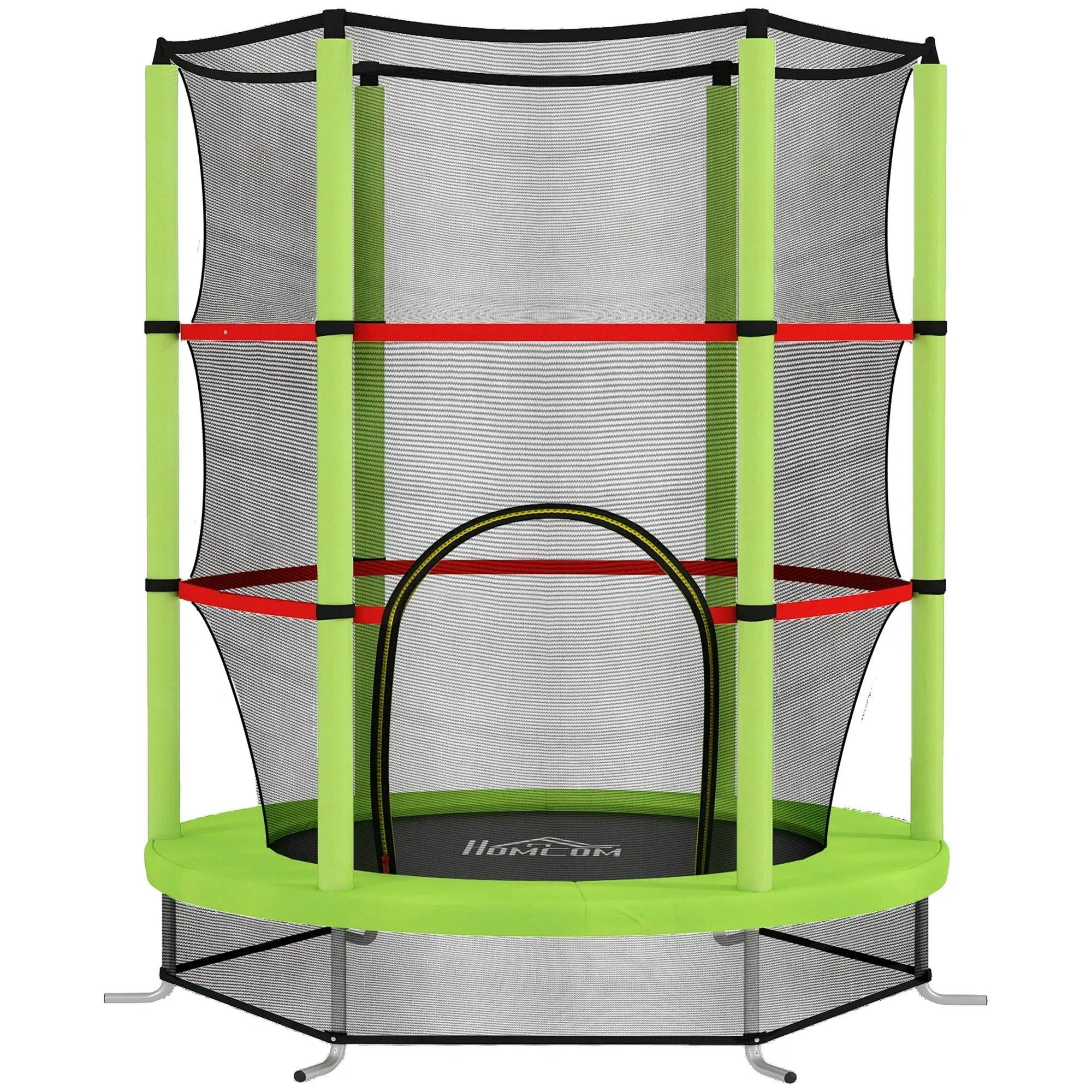 Homcom Kids Trampoline Mini Bouncer W/ Enclosure Net For 3-6 Years Green - Image 4