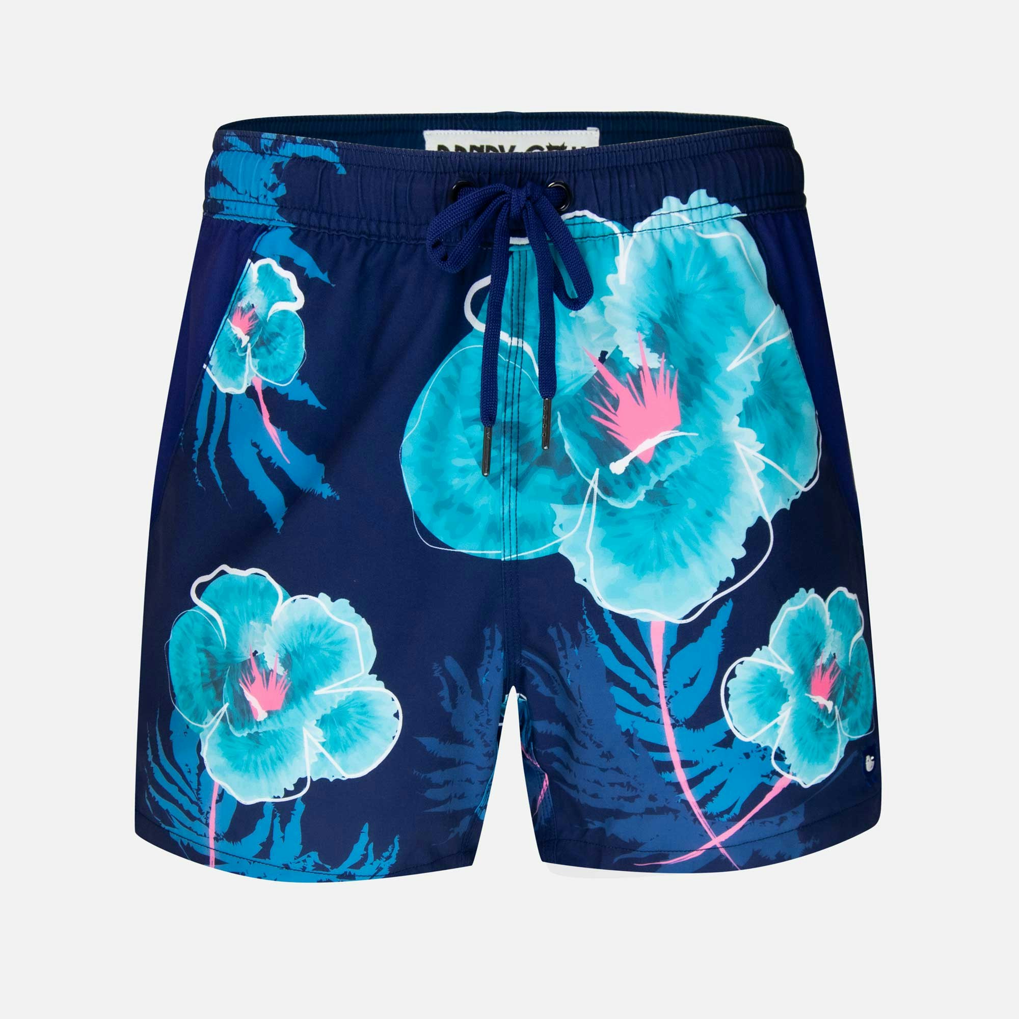 Randy Cow Blue Navy Floral - Swim Shorts With Waterproof Pocket - Xxl
