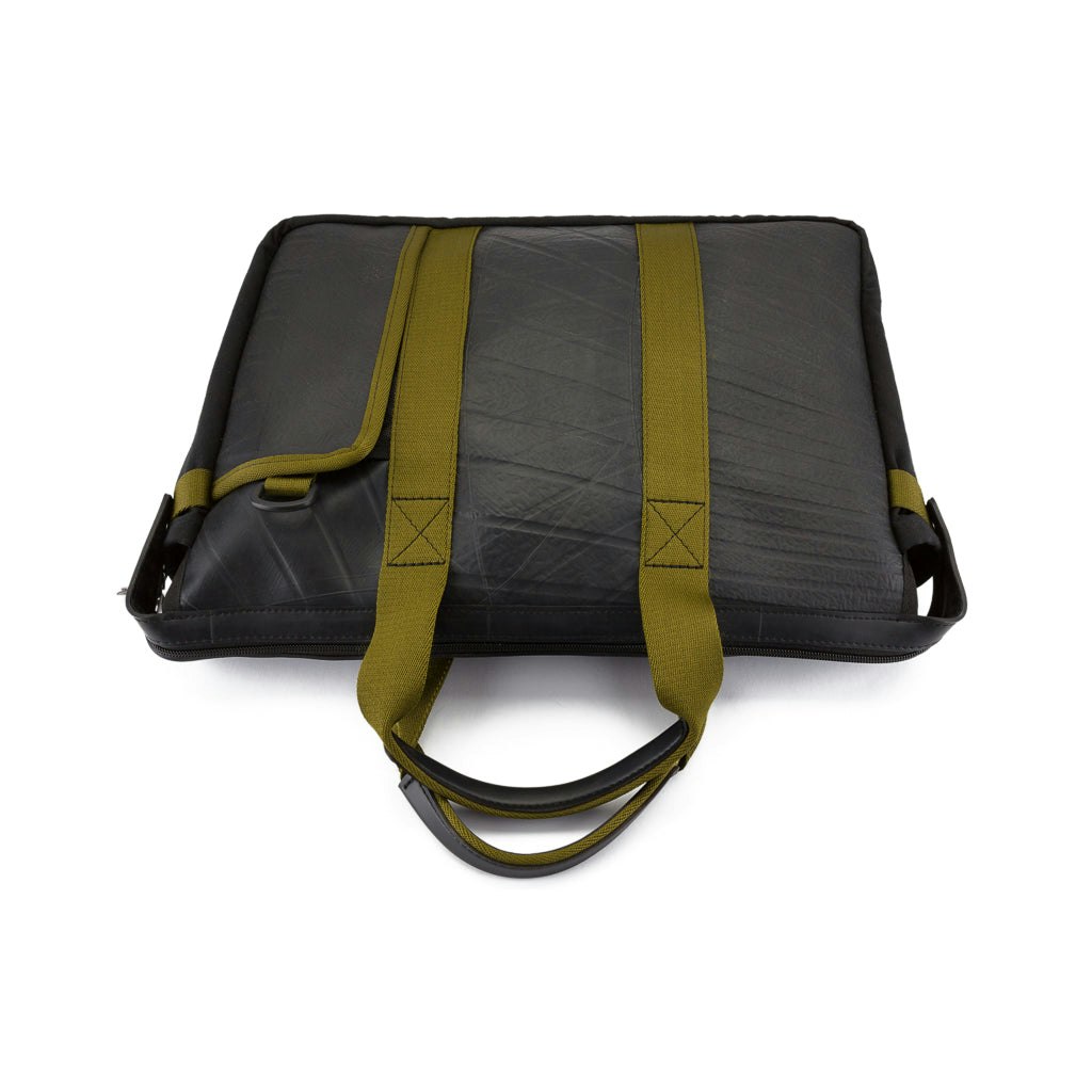 Paguro Nebula Recycled Inner Tube Padded Vegan Laptop Bag - Olive