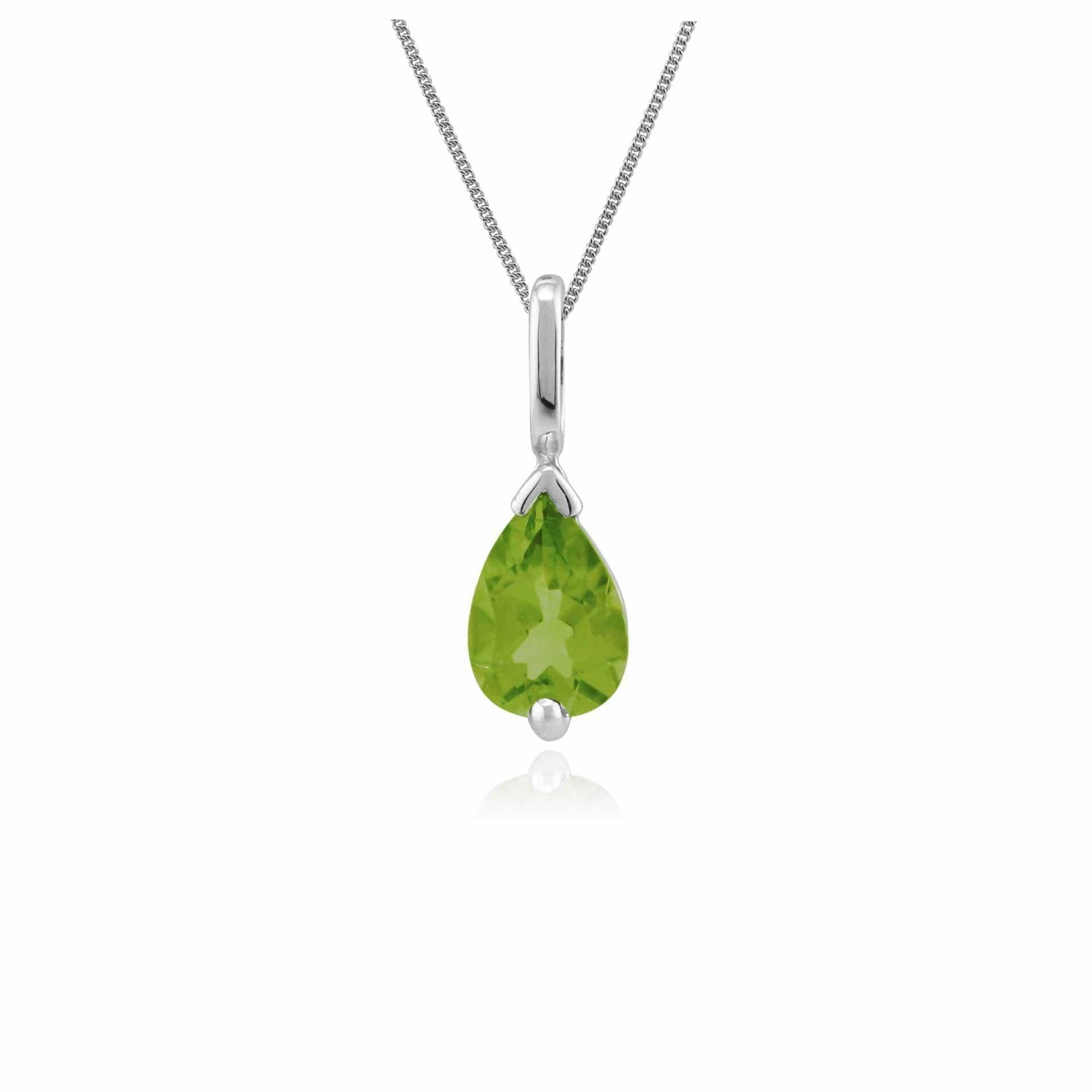 Gemondo White/Gold Classic Pear Peridot Pendant In 9Ct