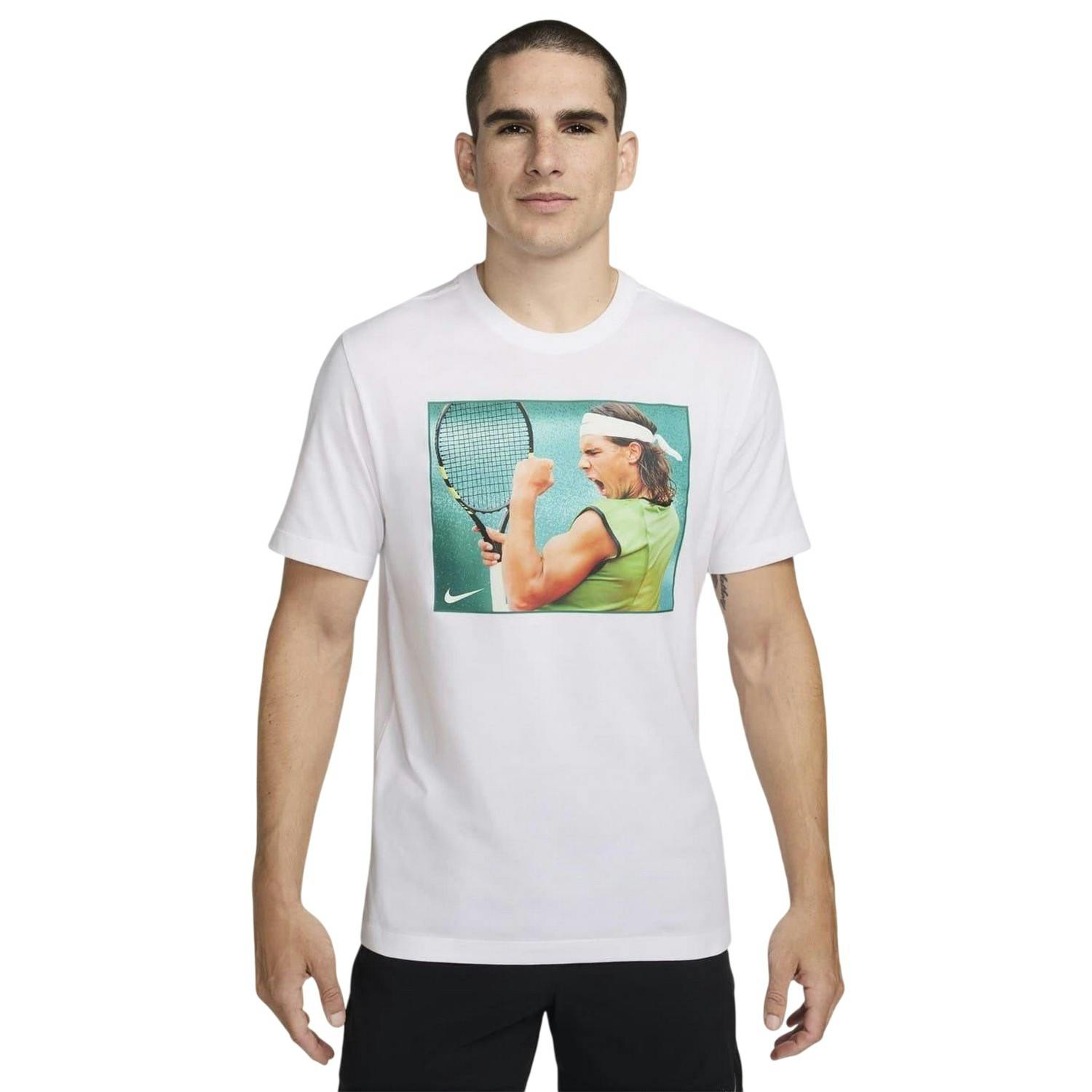 Nike Men's White Rafa Graphic Print Crew Neck Regular T-Shirt - Xxl - 100% Mixed