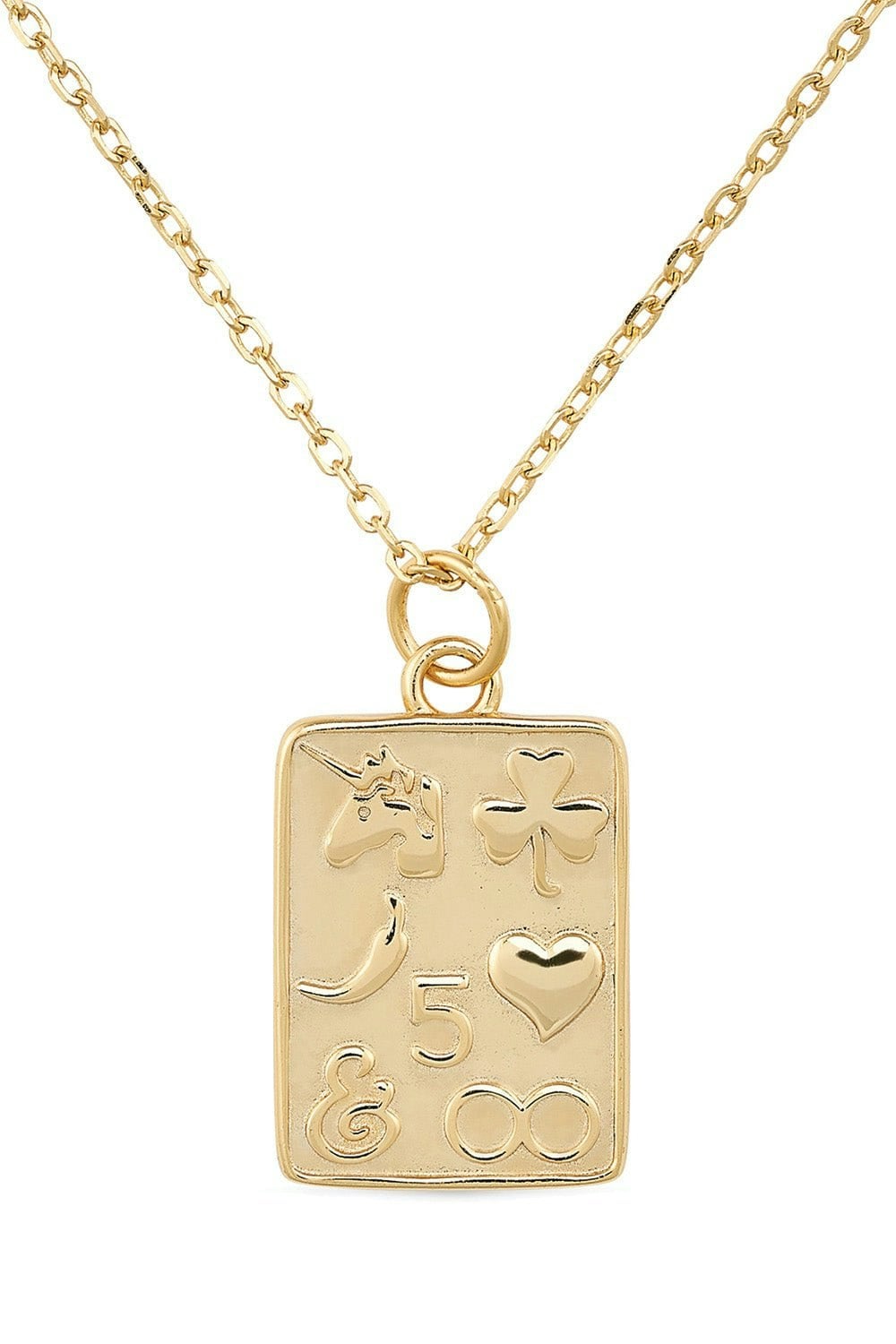 Elk & Bloom Gold Chunky 14K Card Necklace - 56Cm Full Necklace - No Thank You