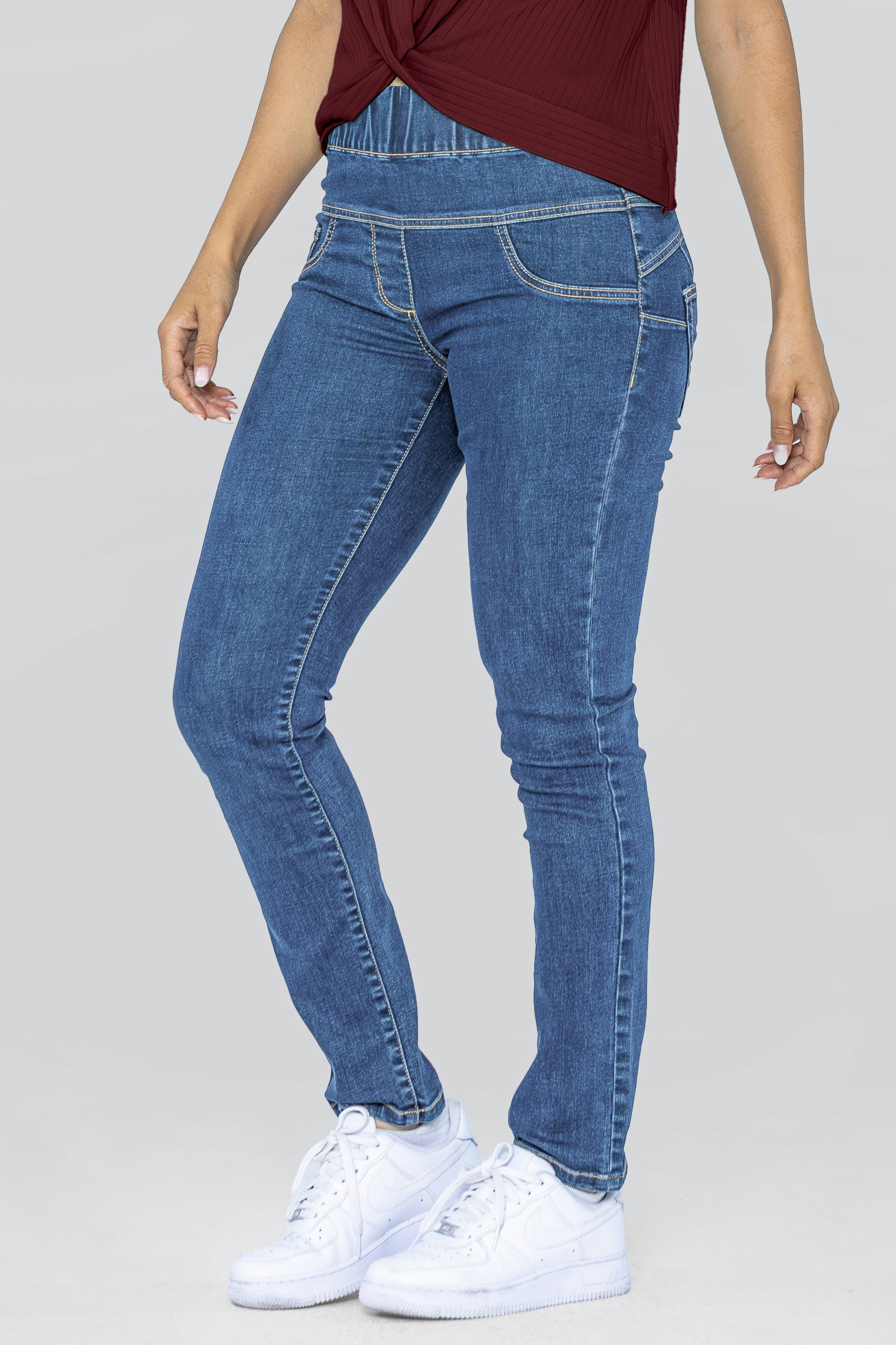 Enorsia Light/Blue Super Stretch Pull-On Denim Leggings - 10 - 70% Cotton, 25% Polyester, 2.8% Viscose, 2.2% Spandex