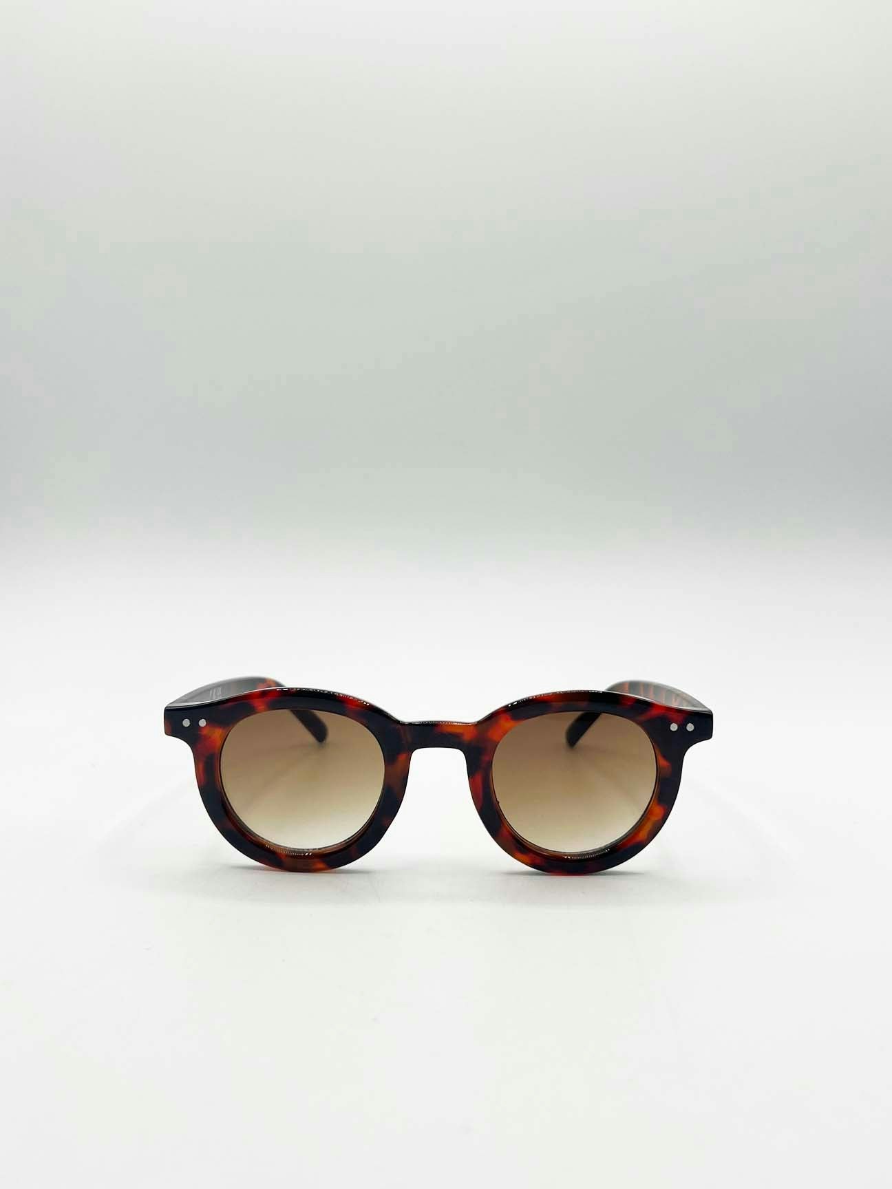 Svnx Brown Bold Rounded Sunglasses In Tortoiseshell - One Size - Tortoise