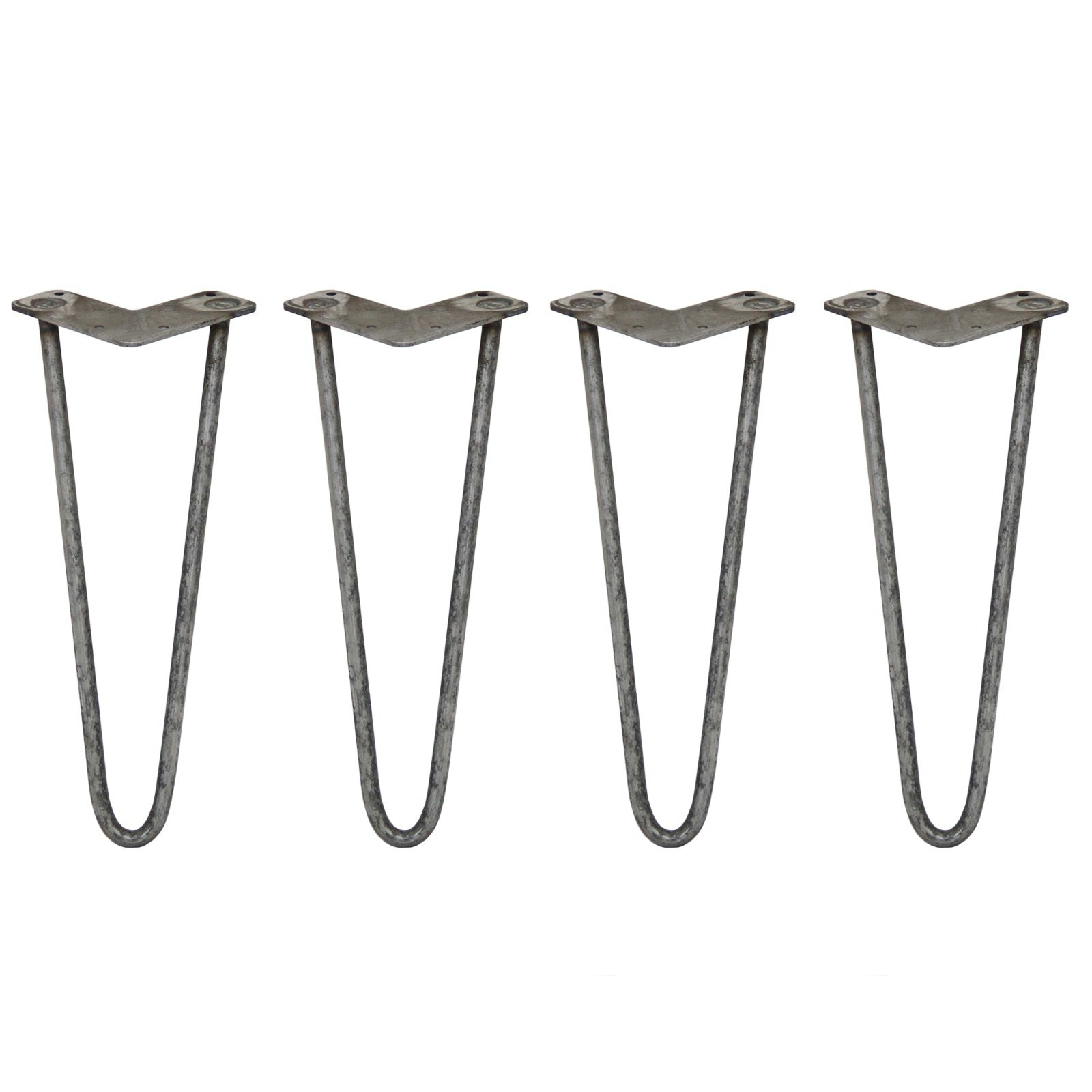 Skiski 4 X Hairpin Legs - 2 Prong - 12Mm - Raw Steel 14"