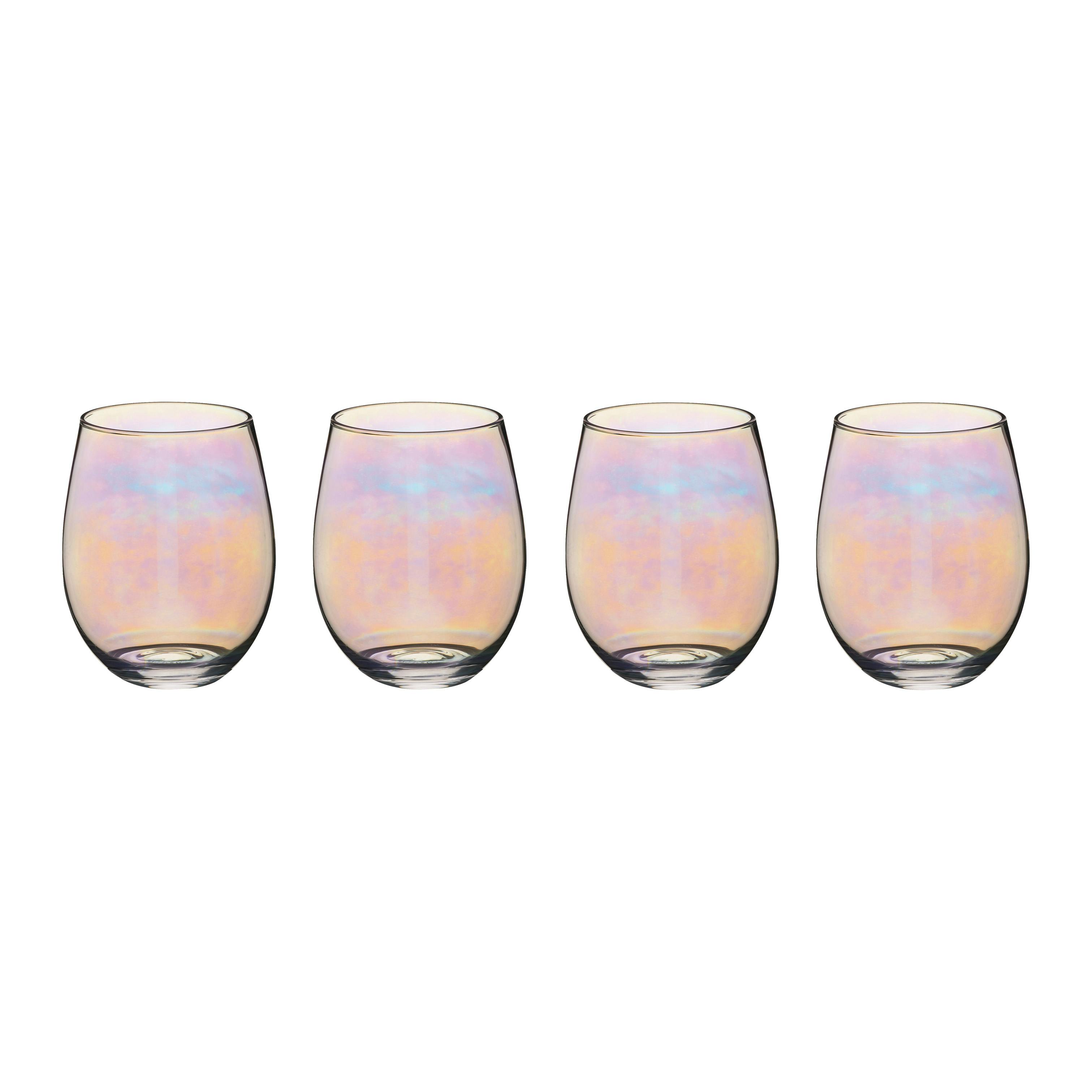 Rackhams Light Iridescent Glass Tumbler Set, Set Of 4 Cocktail Glasses, Elegant Drinkware, 600Ml - Clear - Glass - Tumblers