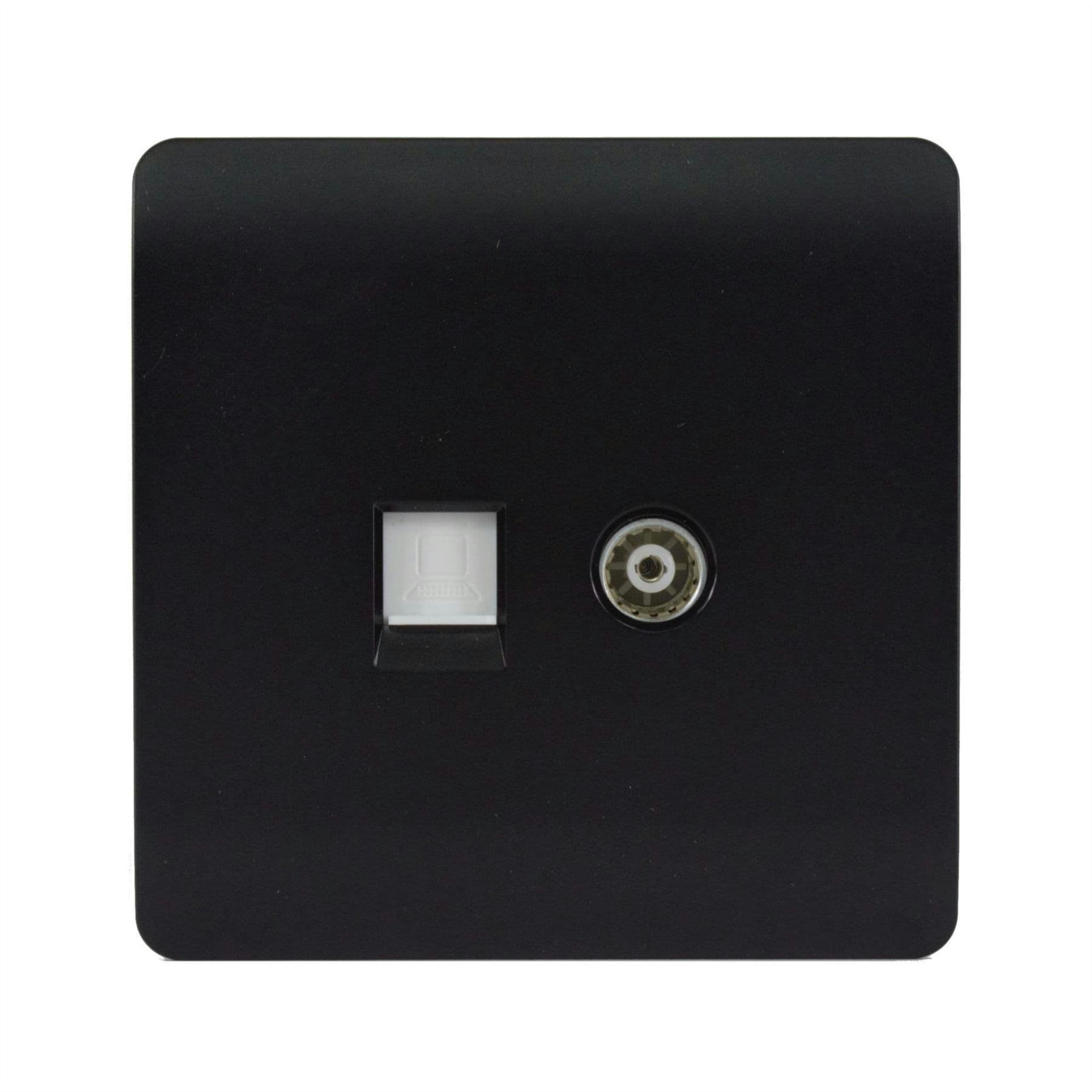 Trendi Switch 2 Gang Tv Co-Axial & Rj45 Cat 5E Ethernet Sockets - Matt Black - Image 5