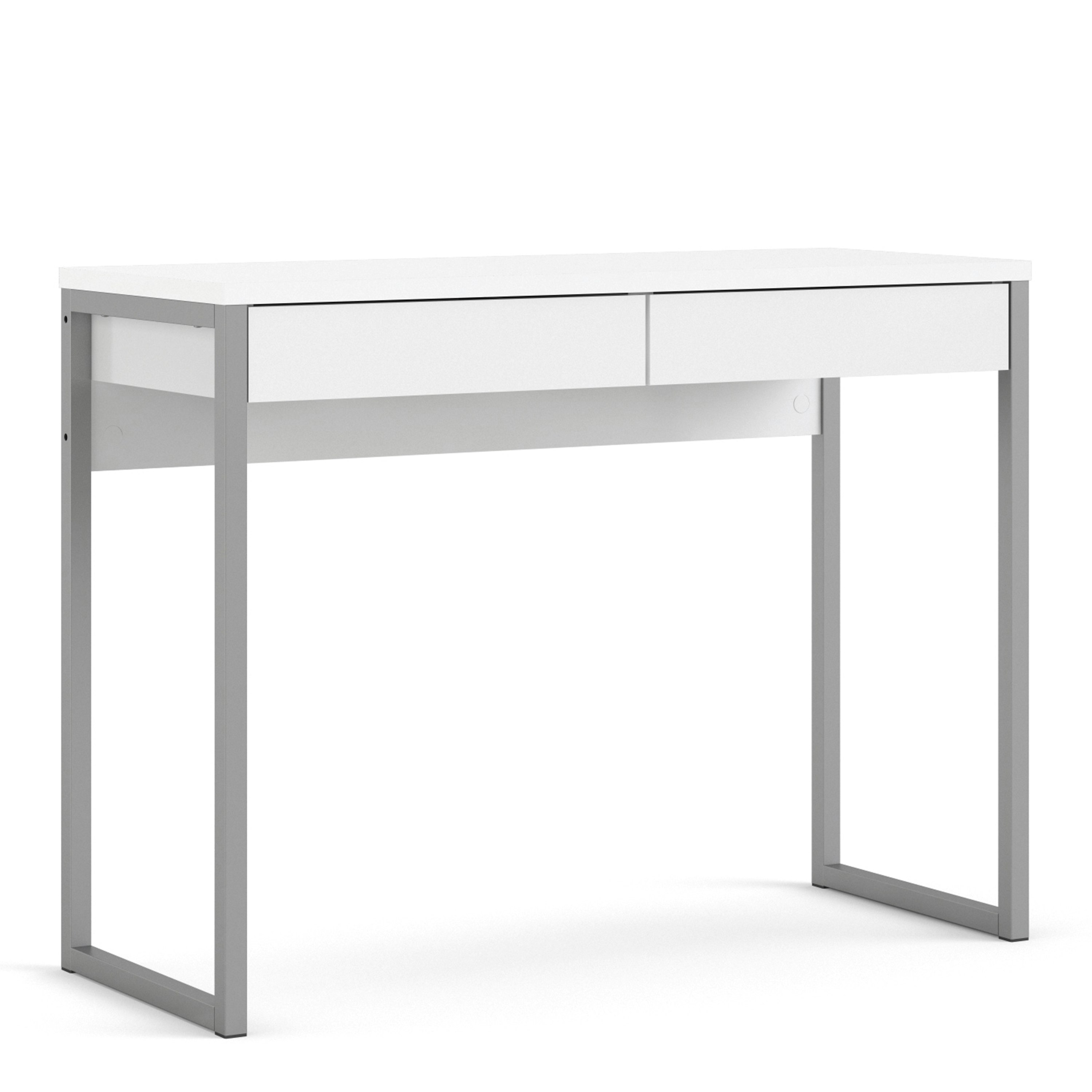 Furniture To Go White Function Plus Desk 2 Drawers In High Gloss - 40 - 76.5