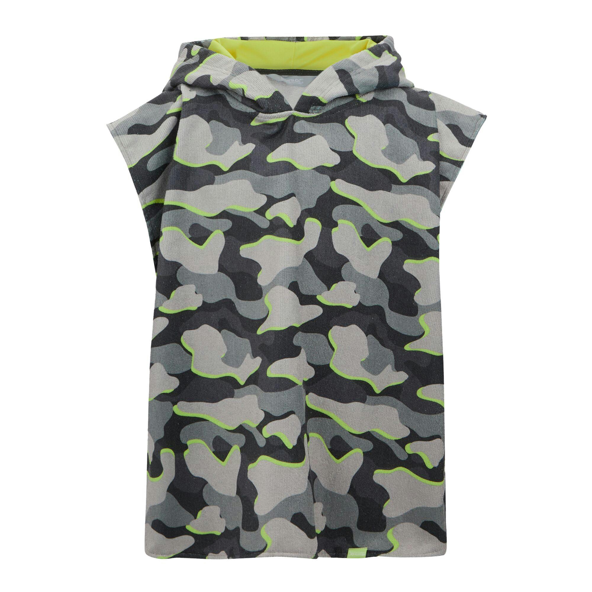 Regatta Dark Kids Camo Bath Robe - Storm - 8-9 Years - Storm - 100% Polyester