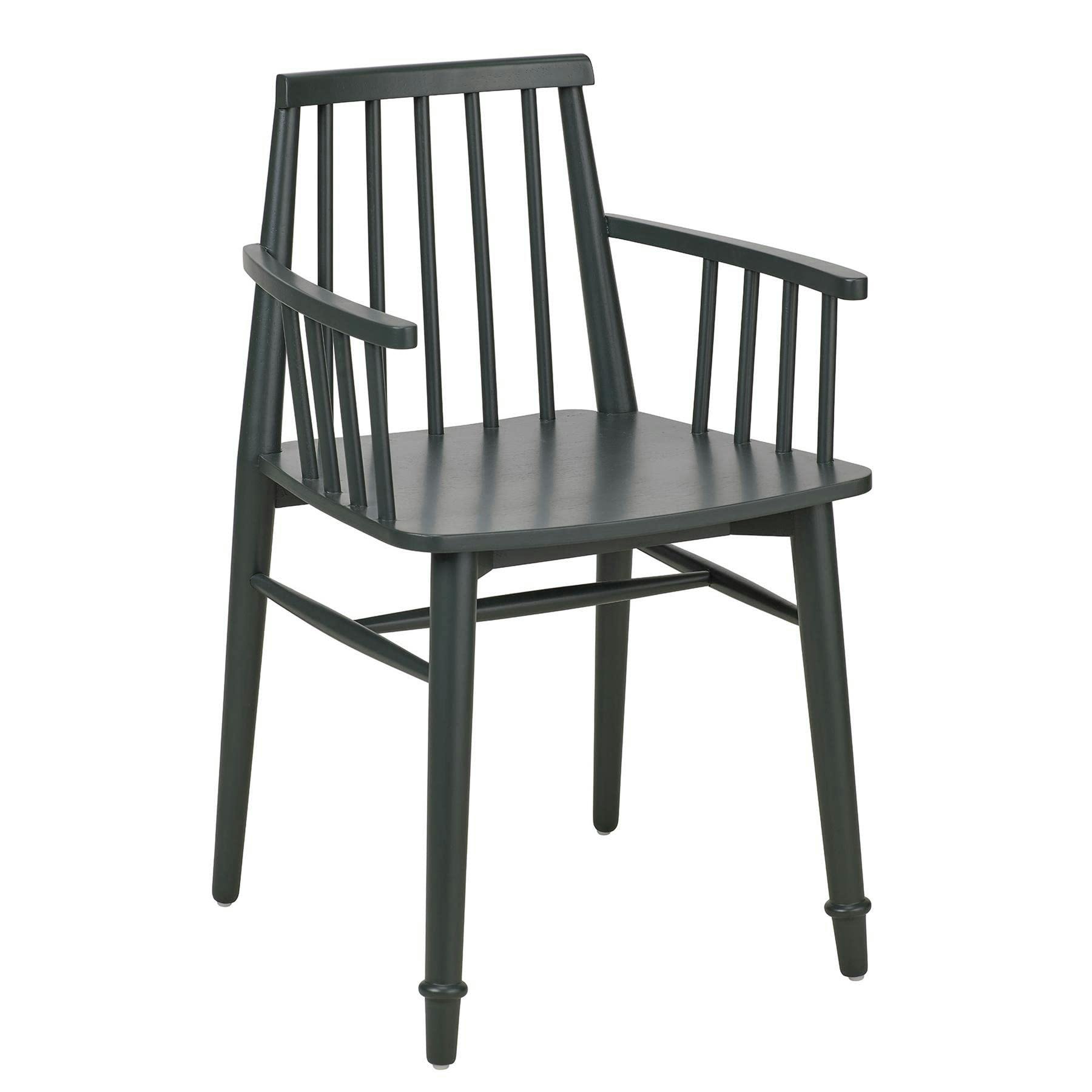 Statement Furniture Green Queensbury Wooden Dining Armchair With Slatted Back - Bottle