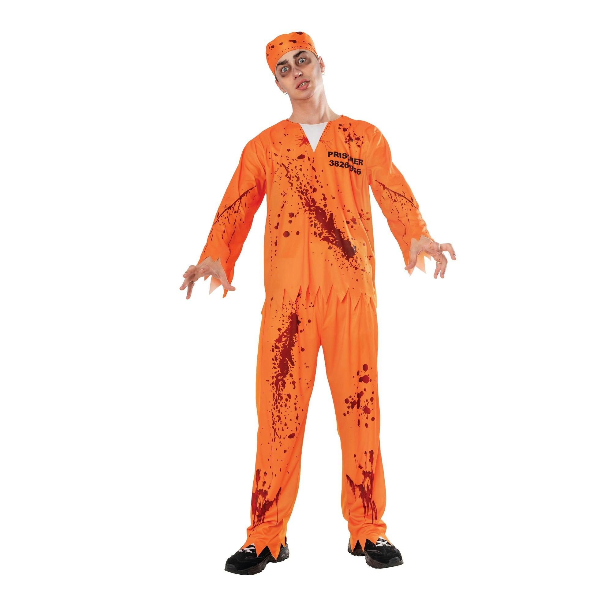 Bristol Novelty Men's Orange/Red/White Bloody Convict Costume - S