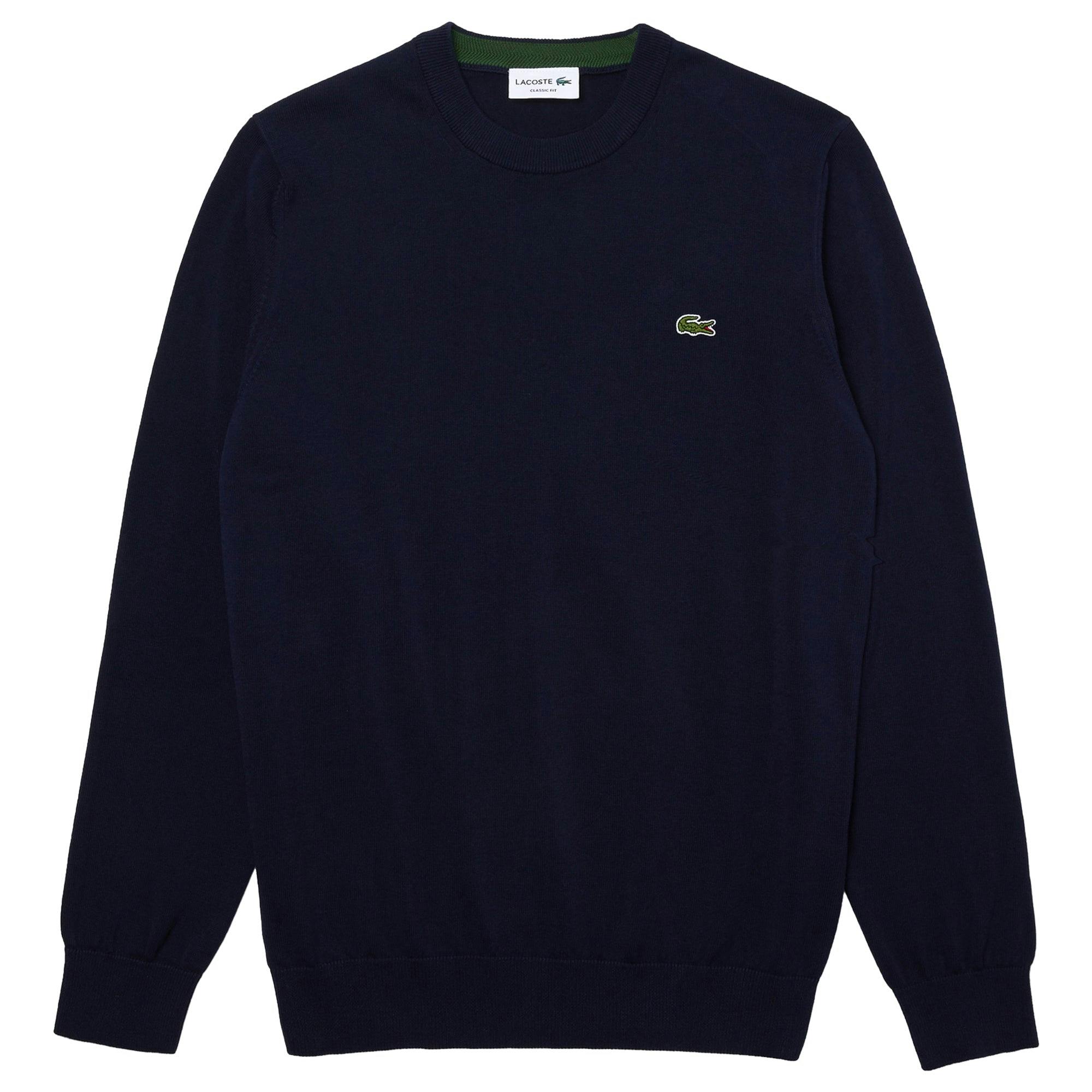 Lacoste Green Ah1985 Cotton Crew Knit - Navy - Small