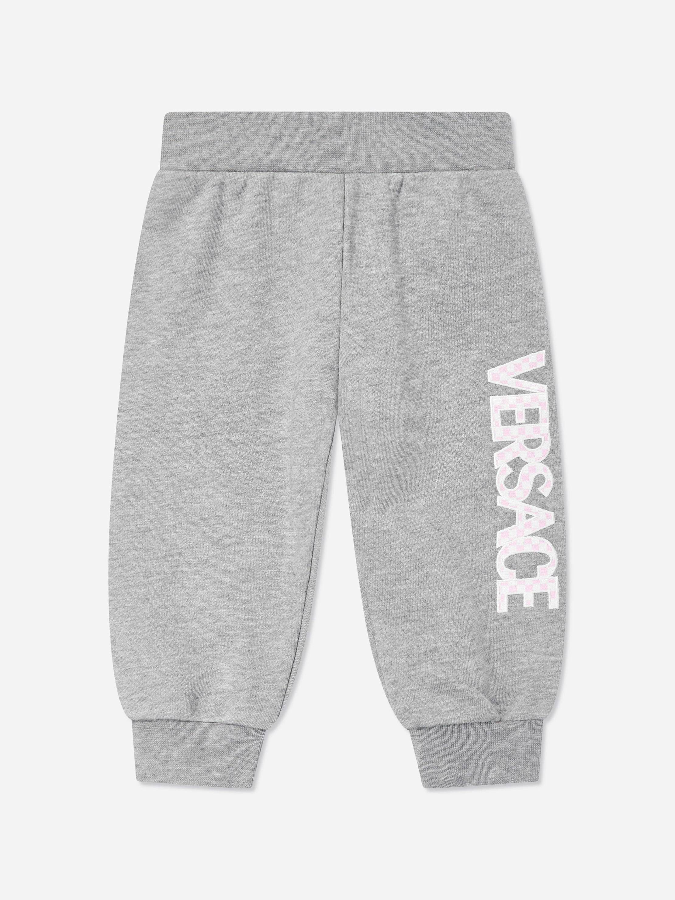 Versace Men's Grey Baby Boys Damier Logo Joggers In - 24 Mths