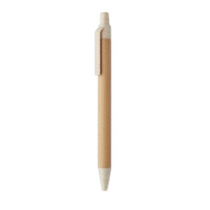 Midocean Beige Itea Colour Push Button Bamboo & Wheat Straw Ballpoint Pen - One Size