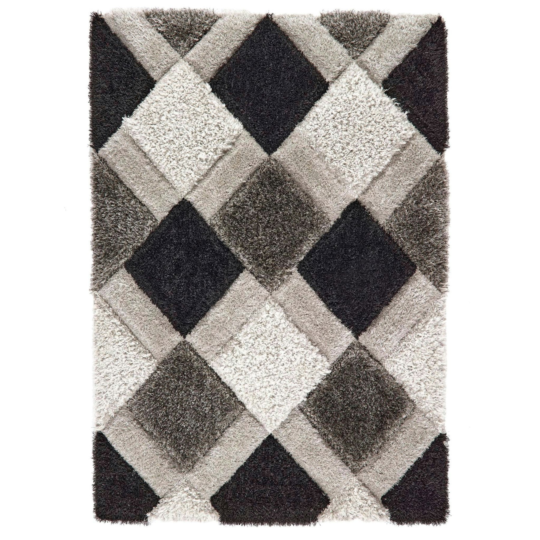 Rackhams Grey S 3D Geo Shaggy - 080X150