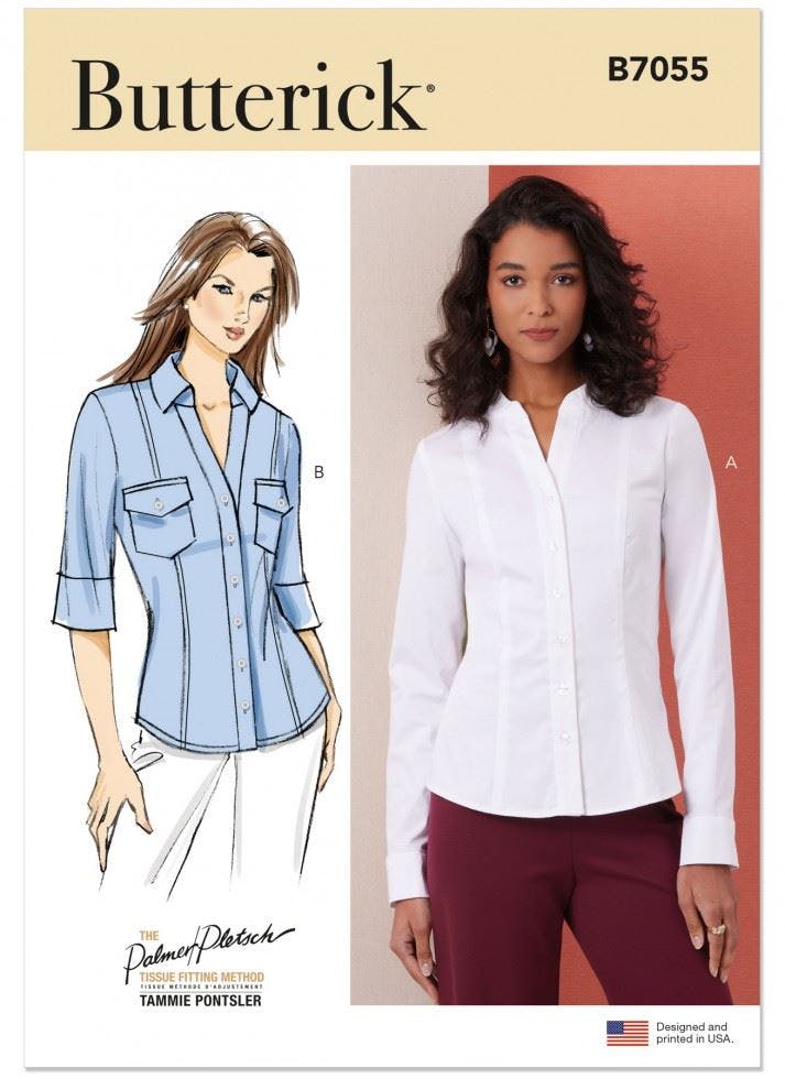 Butterick Women's Sewing Pattern 7055, Tops, Shirts For K5 (8-10-12-14-16) - Intermediate - Y5 (18-20-22-24-26)