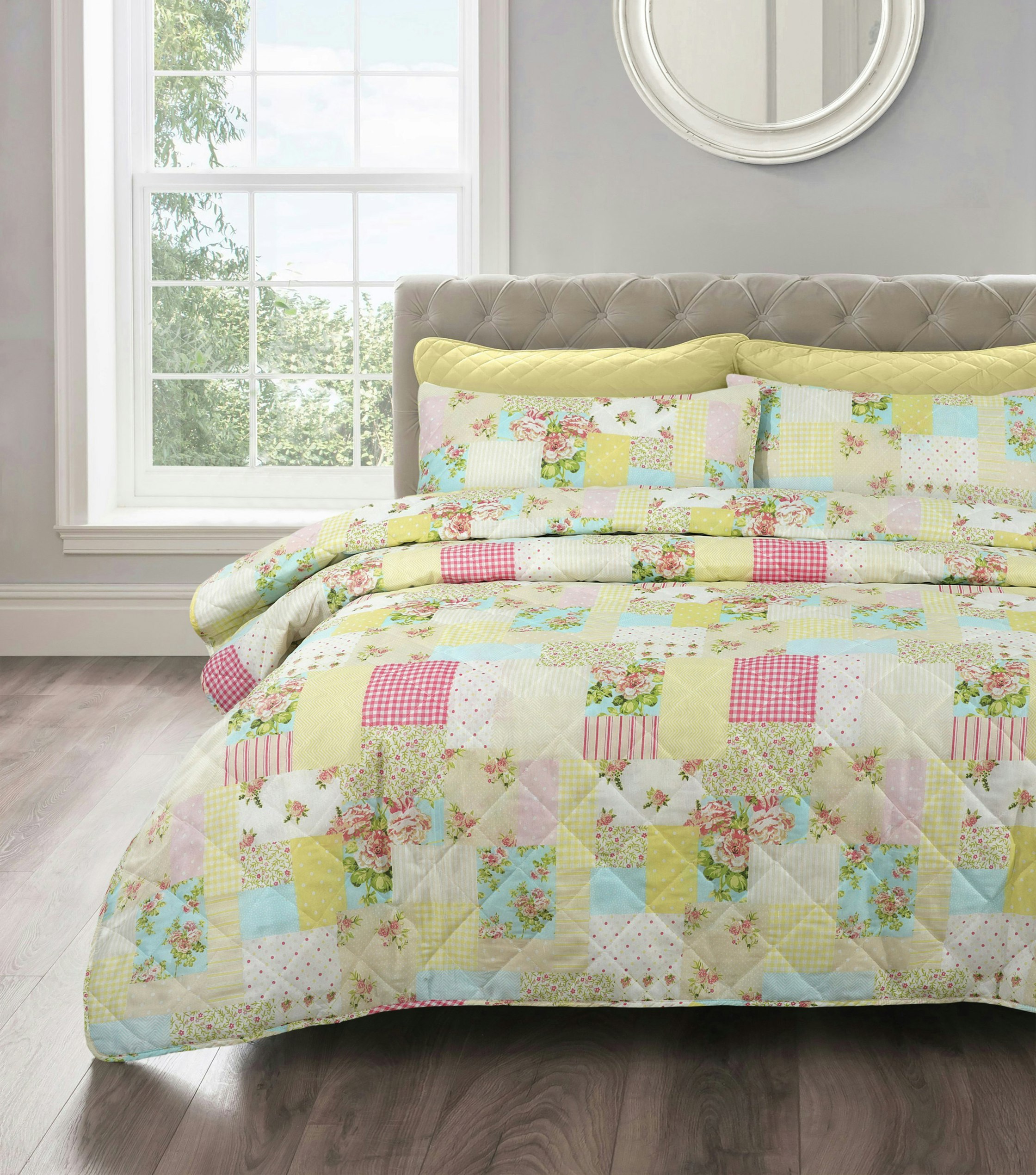 Rackhams Candice Patchwork Cotton Blend Quilted Bedspread Set - Multi - Single