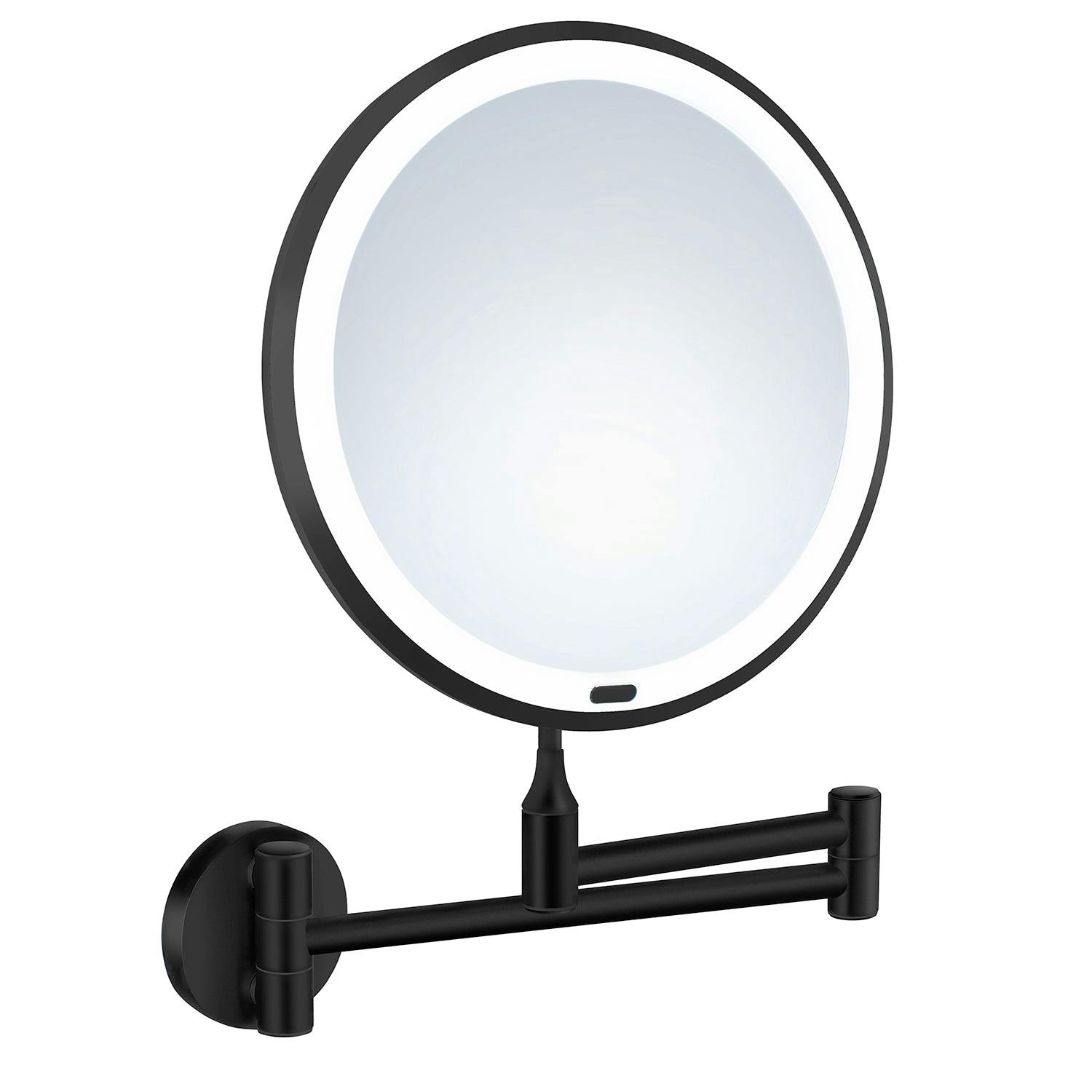 Beslagsboden Black Matt Led Mirror (200Mm) Wall Mounted Swing Arm 7X Magnification Bathroom Makeup Or Shaving Mirror