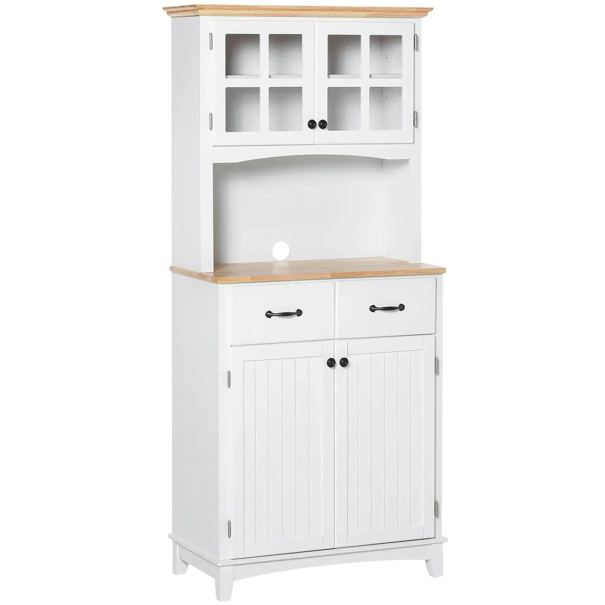 Homcom Unisex White Coastal Style Kitchen Cupboard Microwave Stand Storage Cabinet In - Image 6